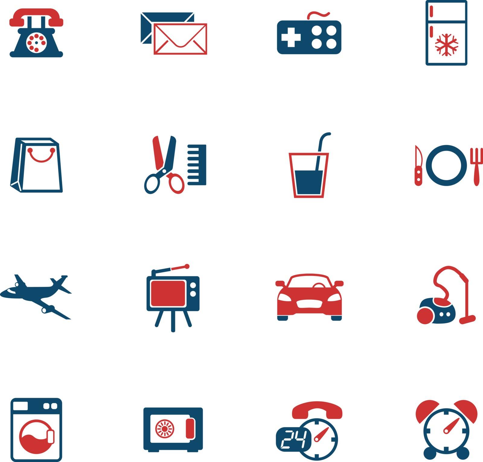 hotel room service color vector icons for web and user interface design