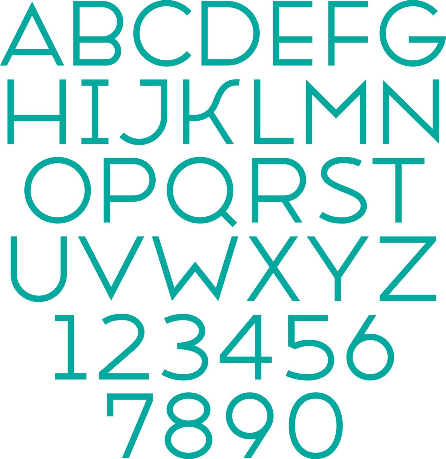 Handmade sans-serif font. Regular type. Vector illustration.
