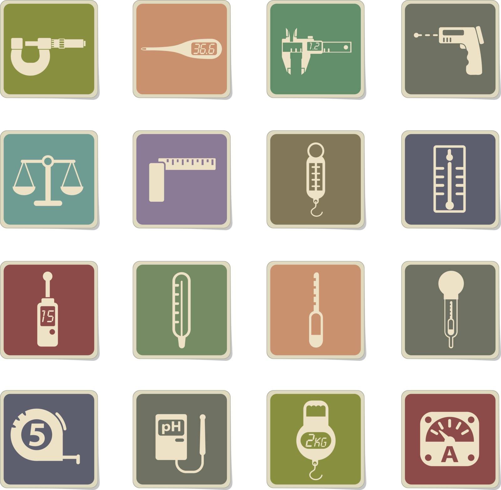 measuring tools web icons - paper stickers for user interface design