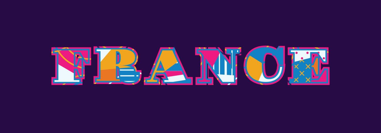 The word FRANCE concept written in colorful abstract typography. Vector EPS 10 available.