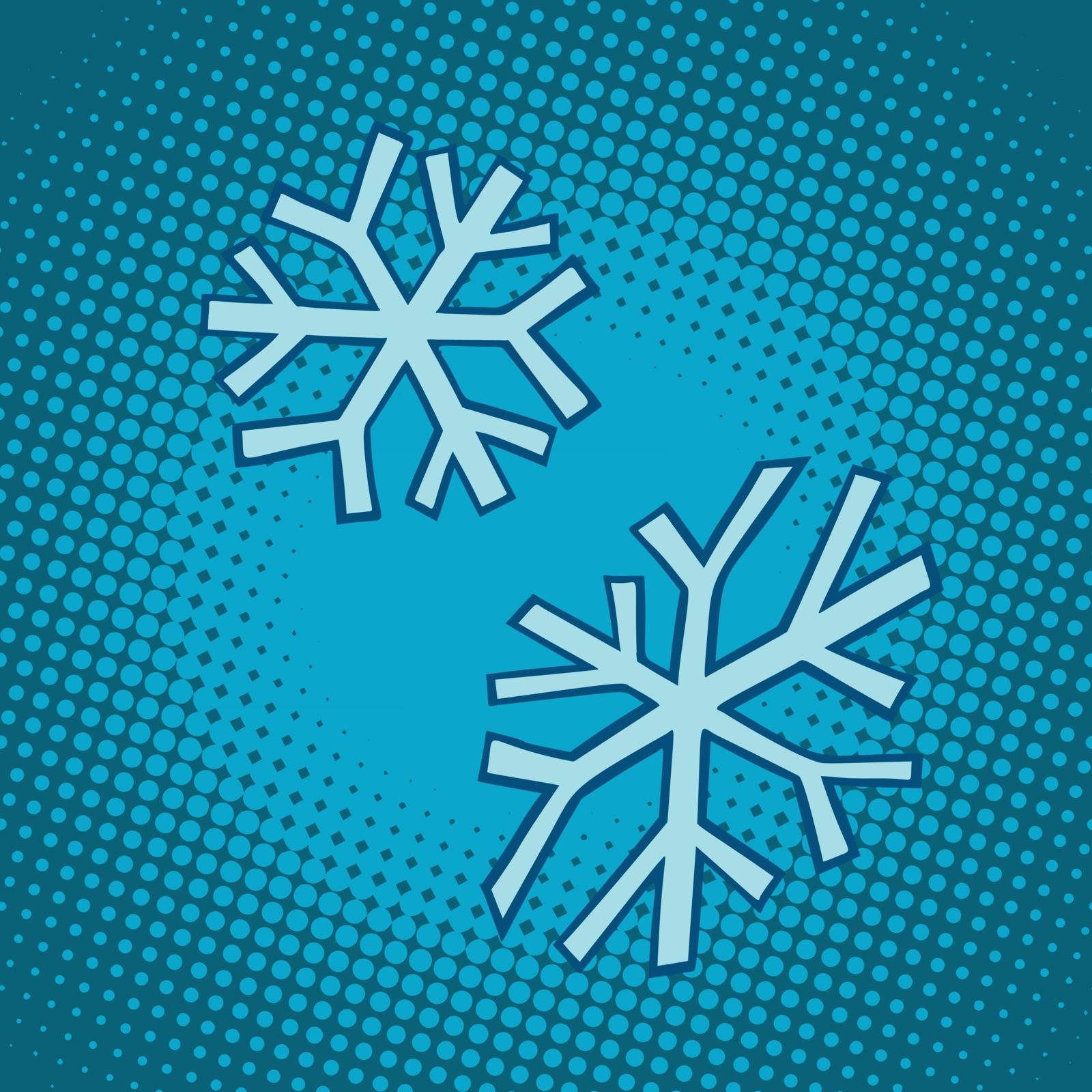 Snowflakes. winter snow cold. Comic cartoon pop art retro vector illustration drawing