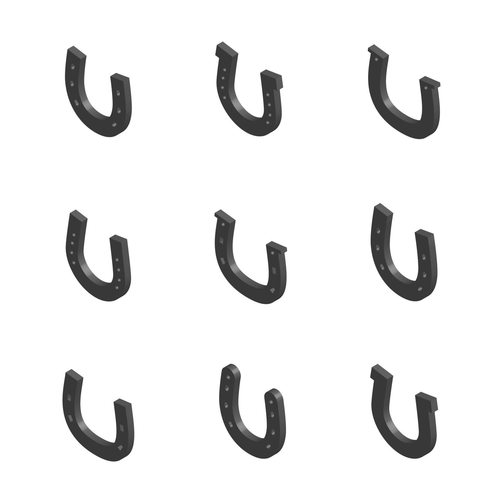 Set of 3D isometric horseshoes, vector illustration. by kup1984