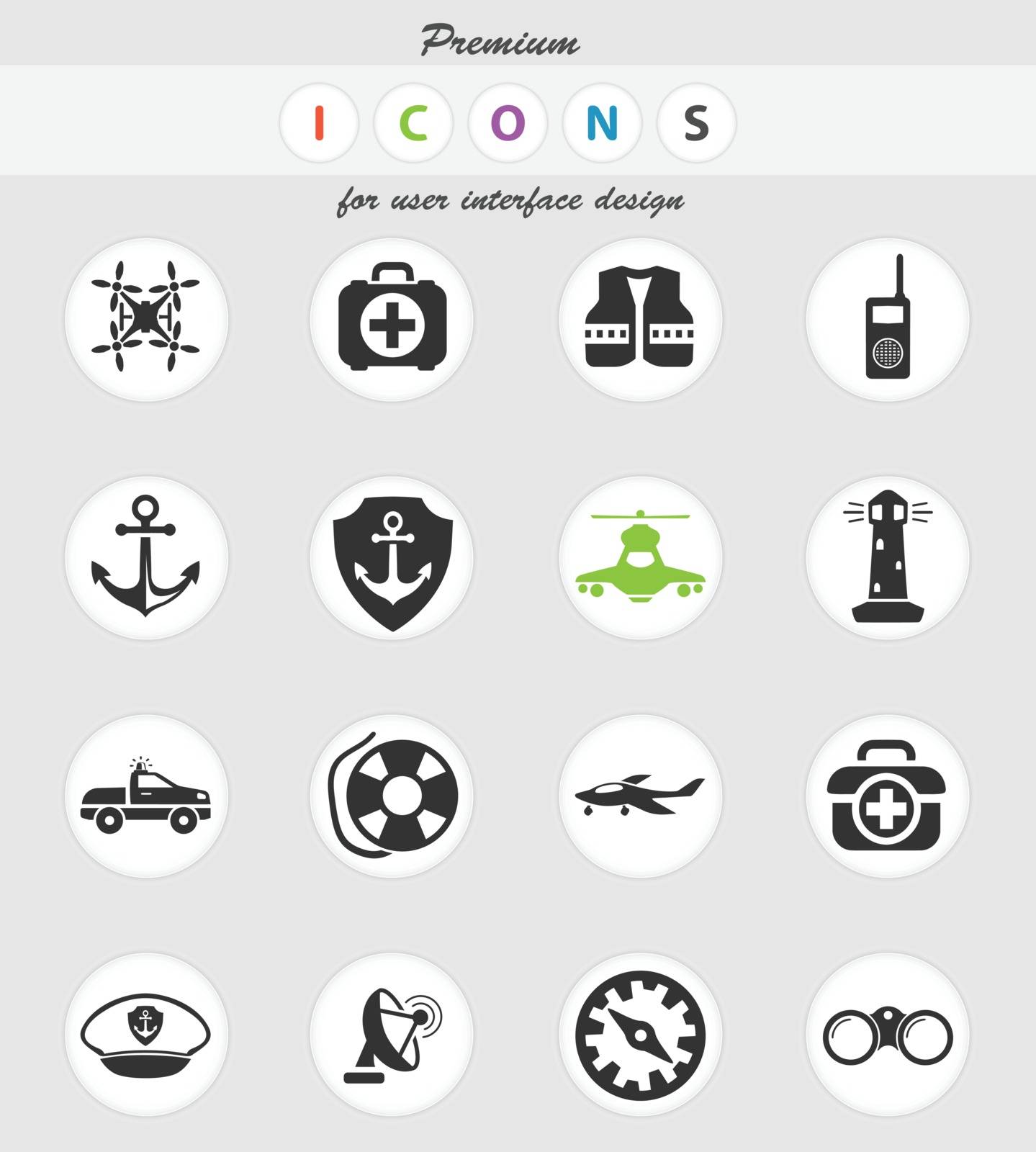 coast guard vector icons for user interface design