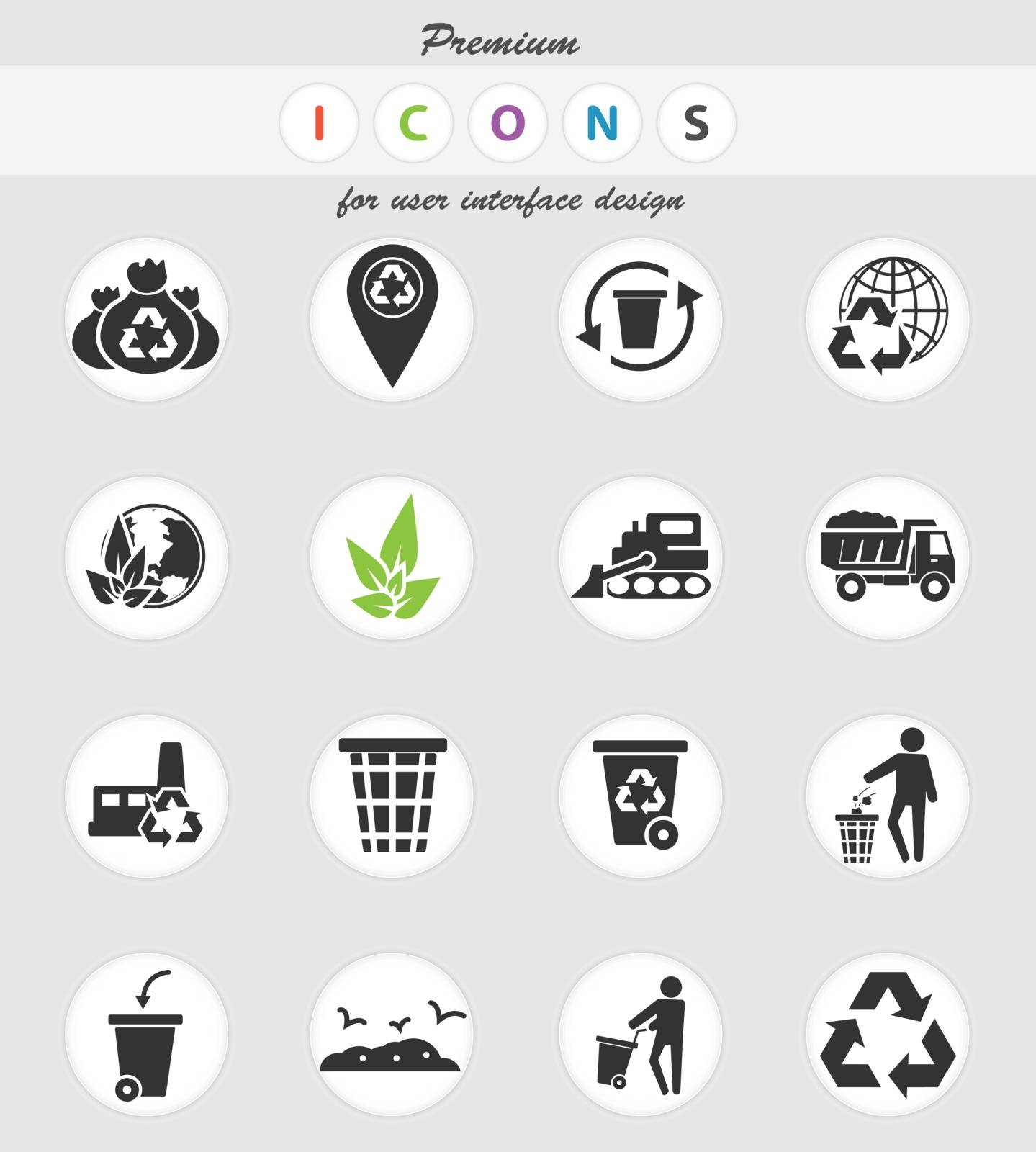 garbage vector icons for user interface design