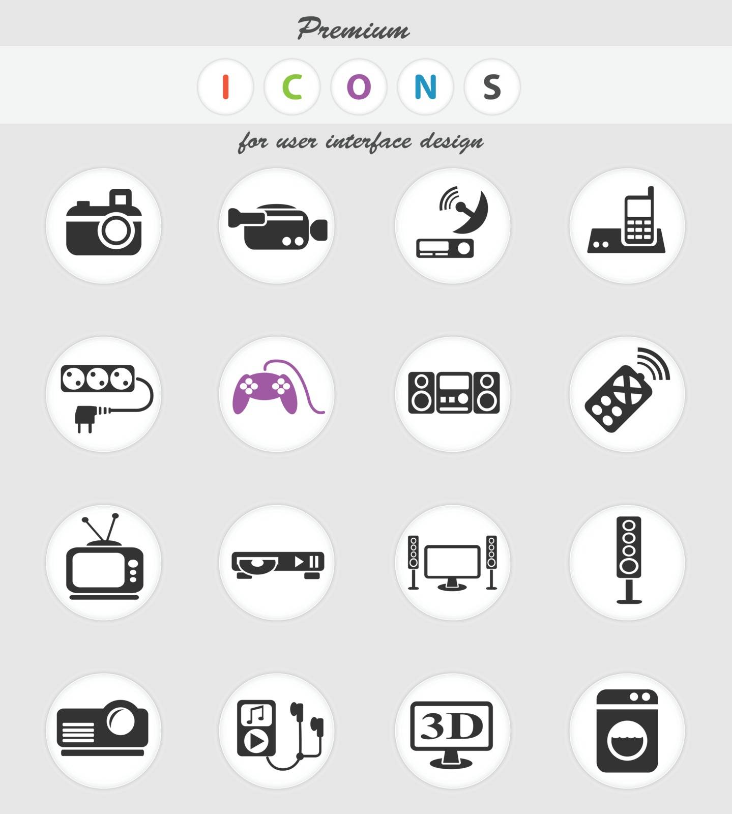 home appliances web icons for user interface design