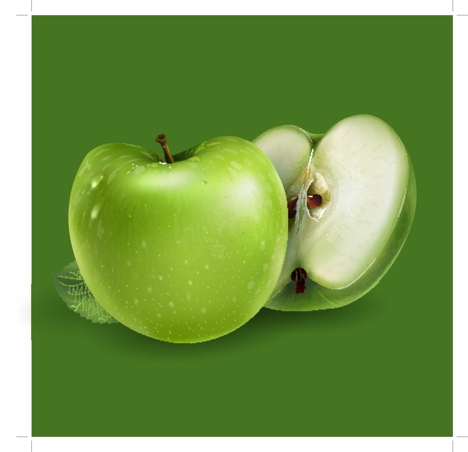 Green apples on a green background by ConceptCafe