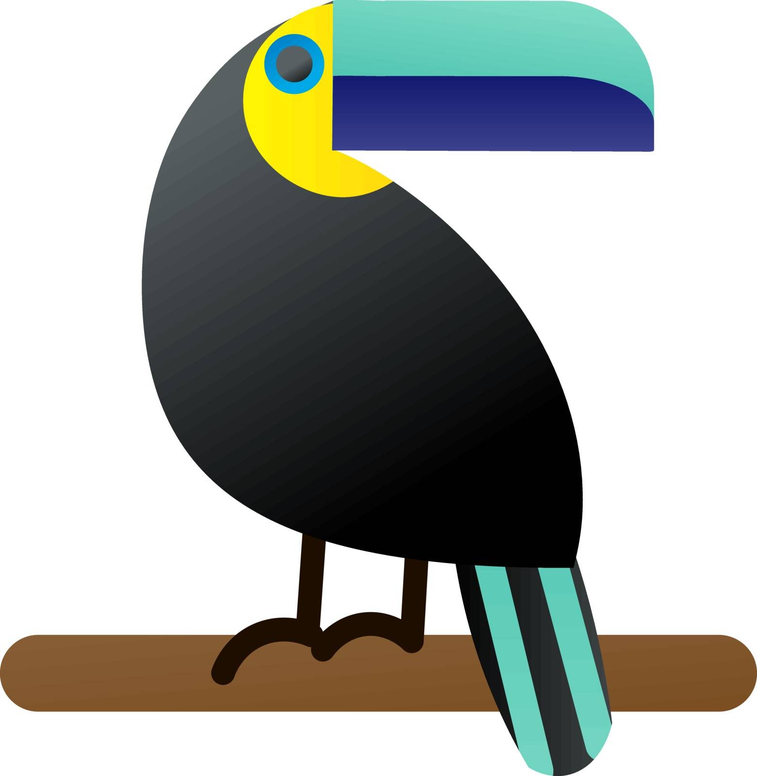 Vector illustration of a bright tropical bird Toucan on a whitebackground