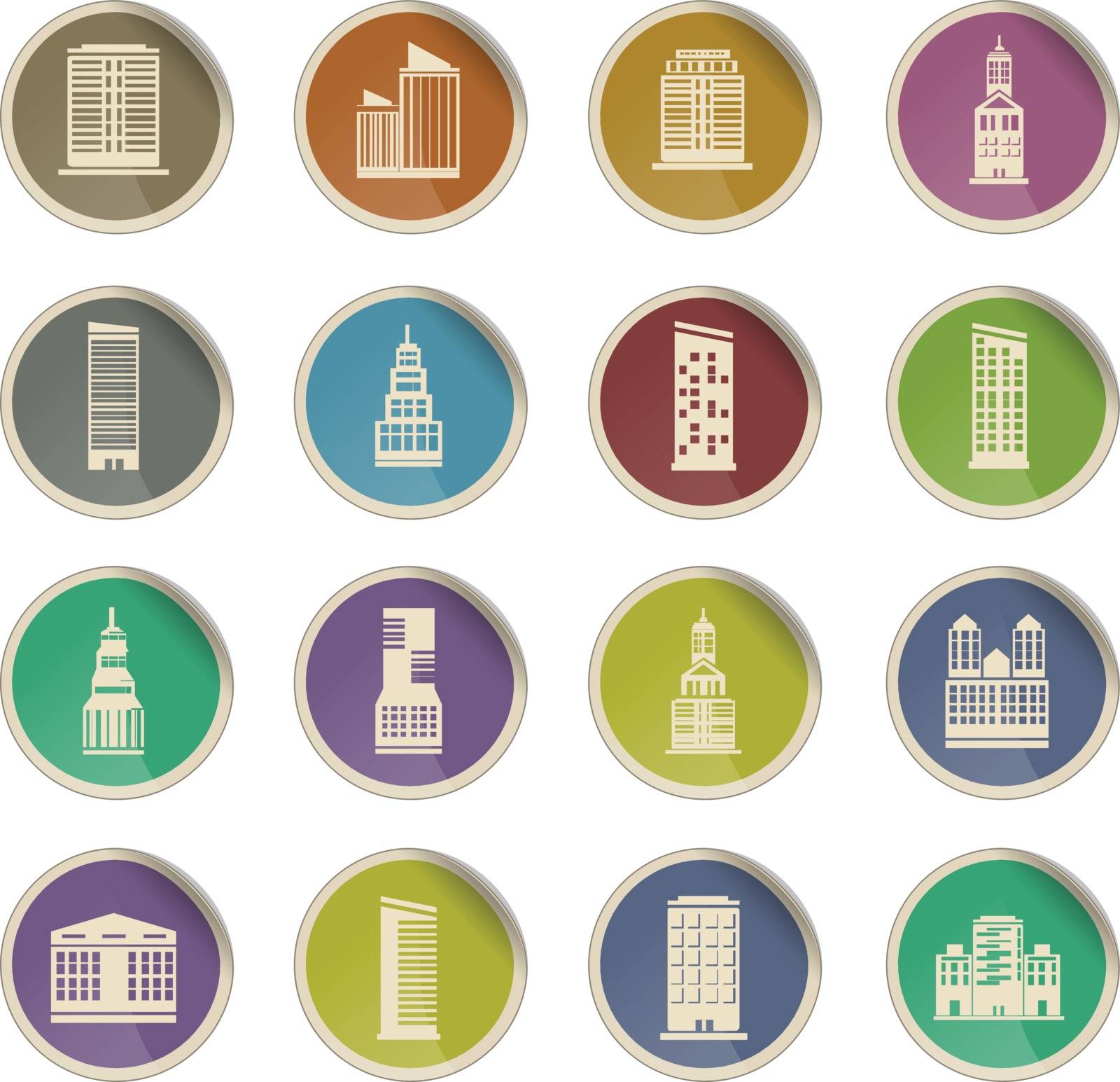 buildings icon set by ayax