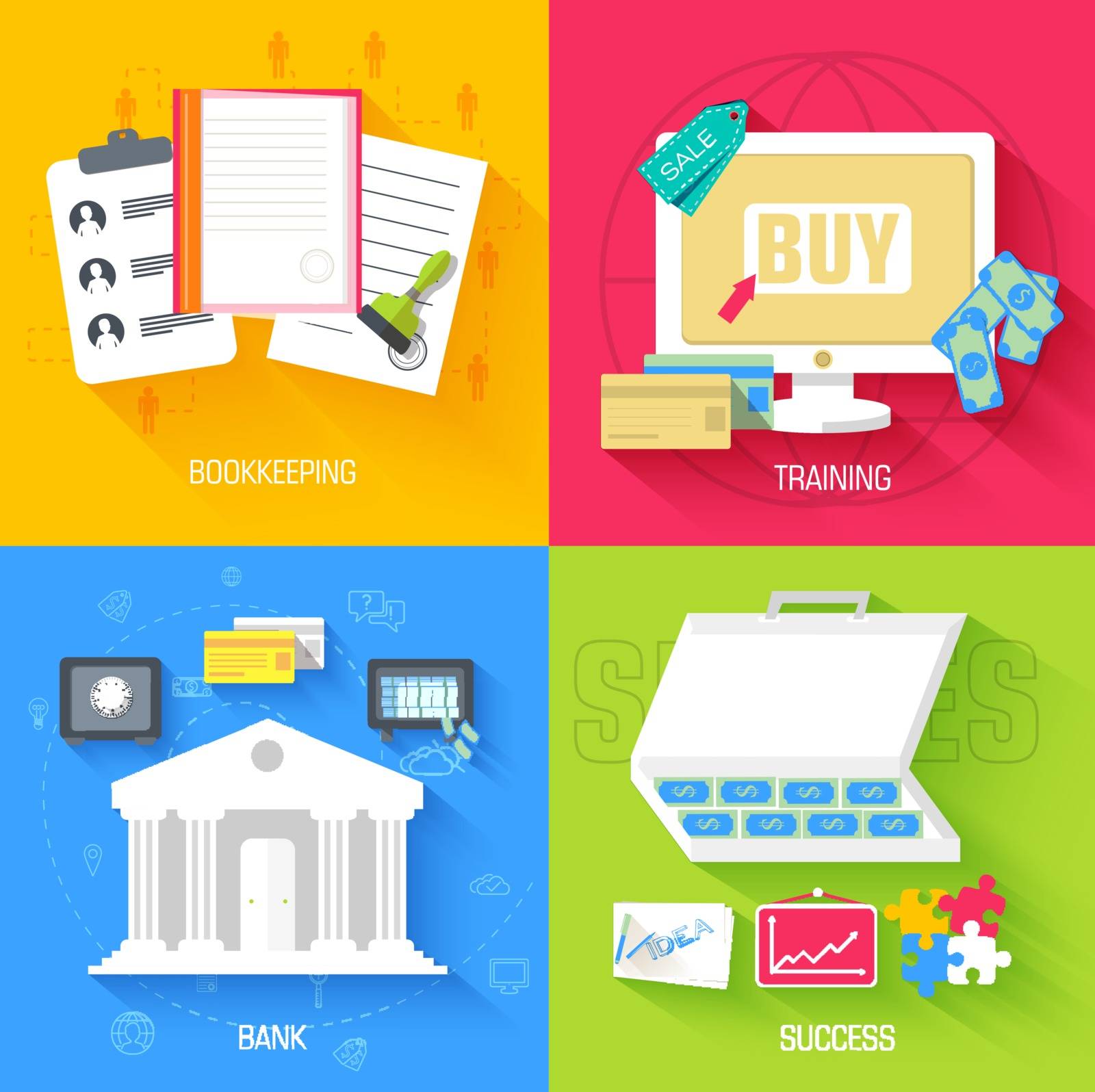 set of social business life illustrations design . Vector backgrounds in vintage style concepts.