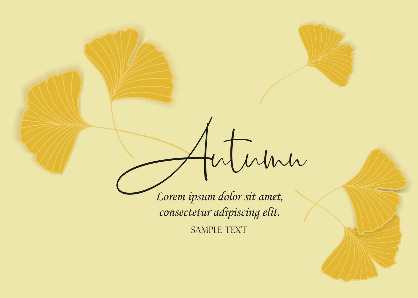 Vector Illustration ginkgo biloba leaves. Background with yellow leaves