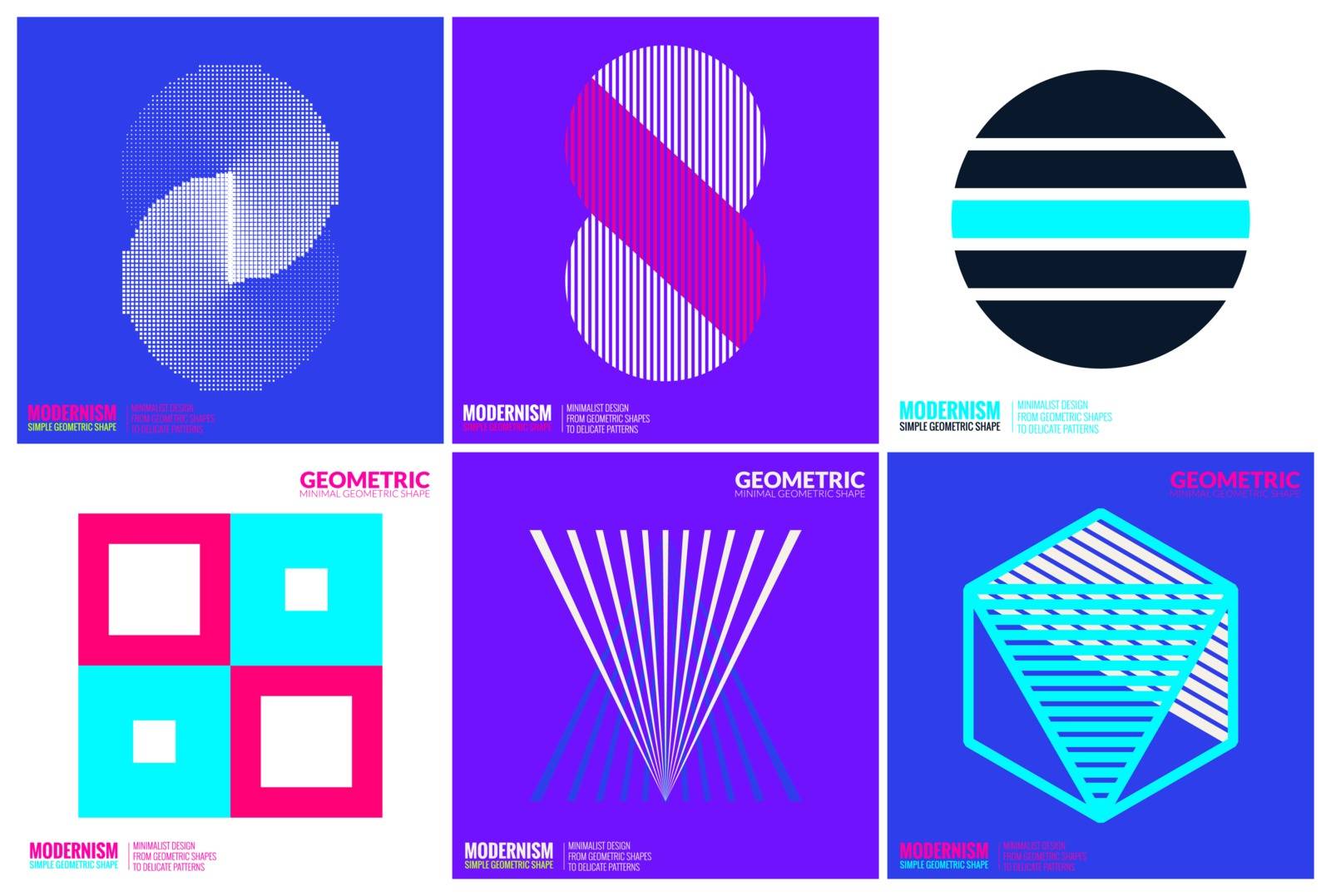 Simplicity Geometric Design Set Clean Lines and Colorful Forms by Vanzyst