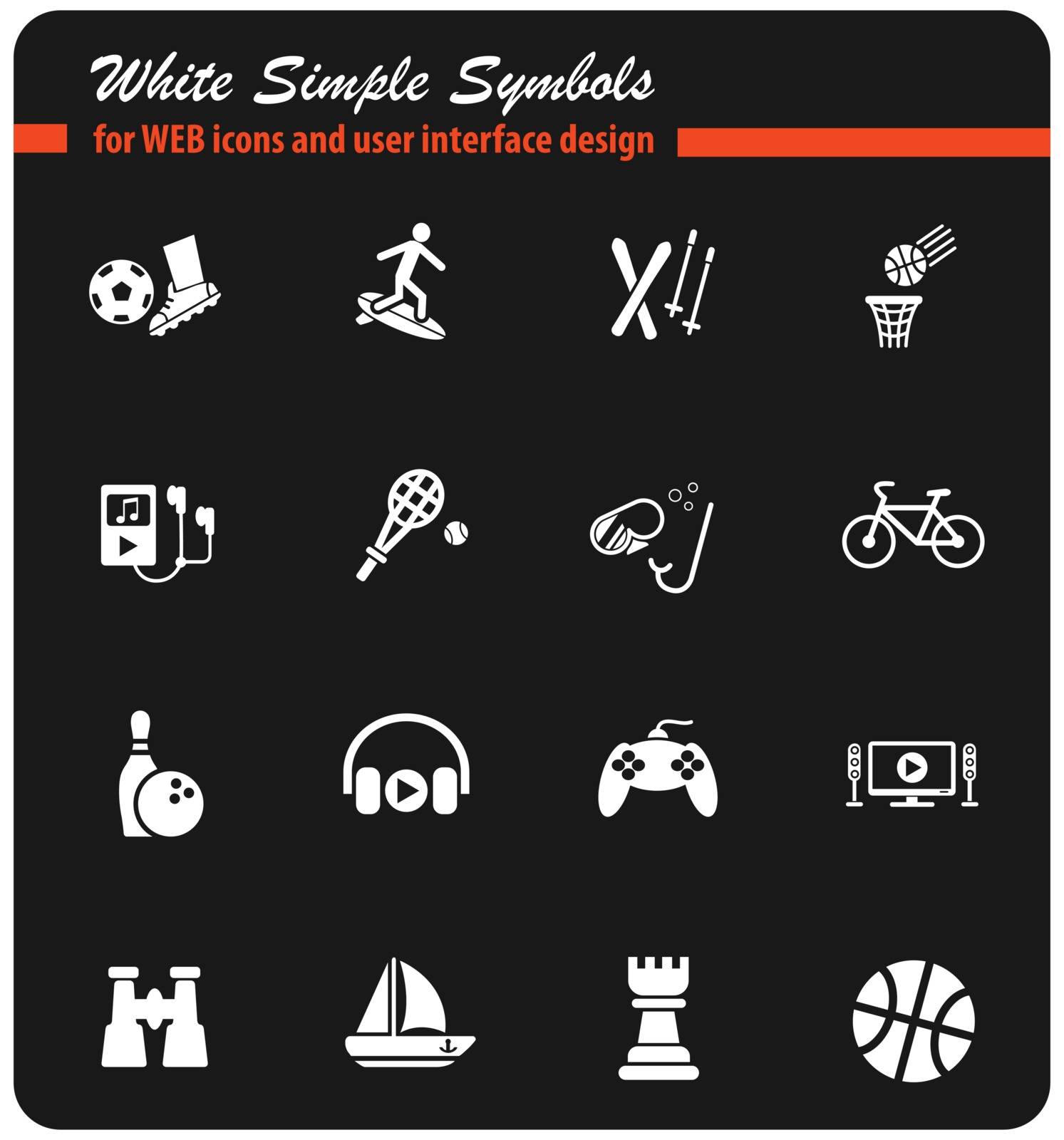 leisure web white icons for user interface design