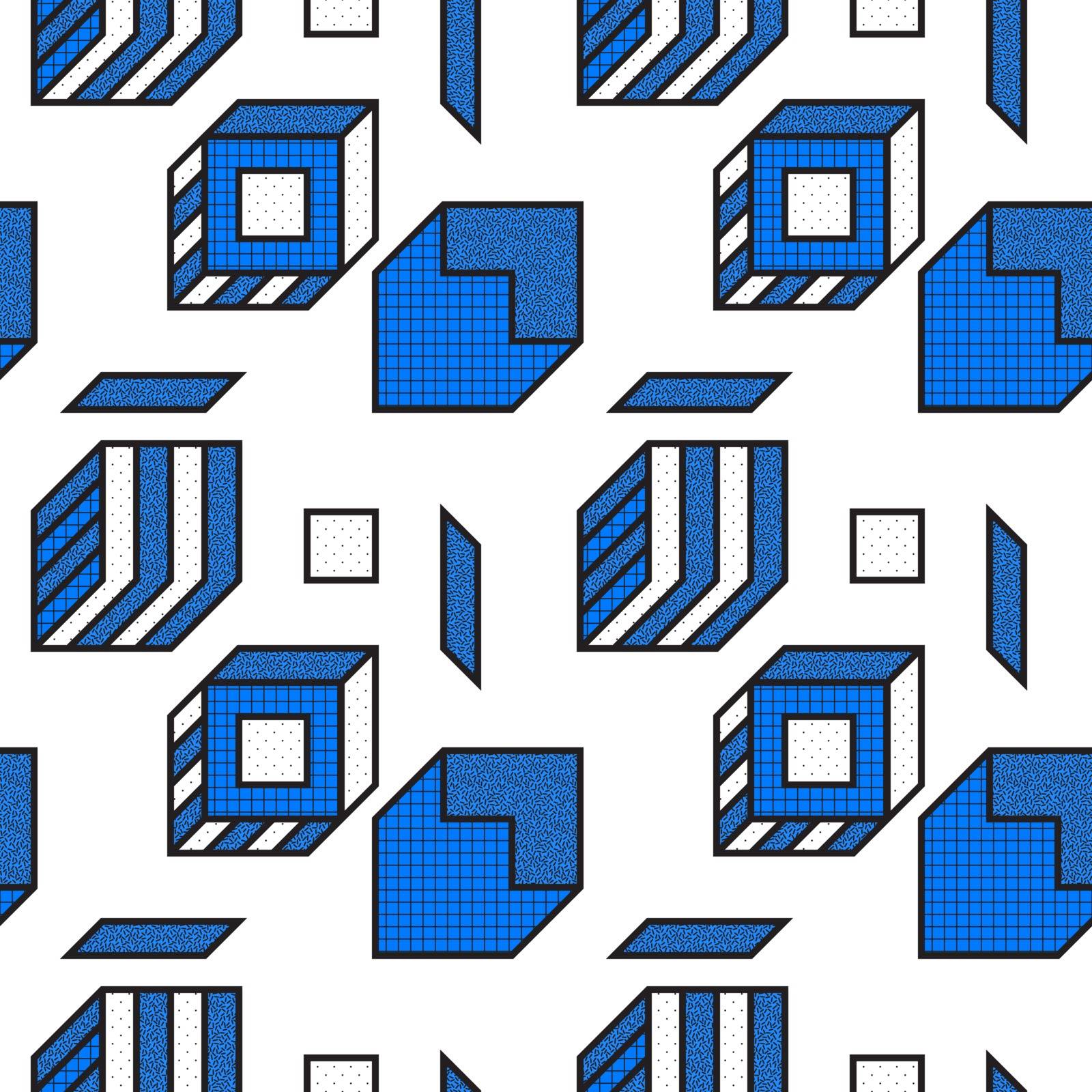 Vector geometric seamless patterns with textured bold mathematical shapes by Vanzyst