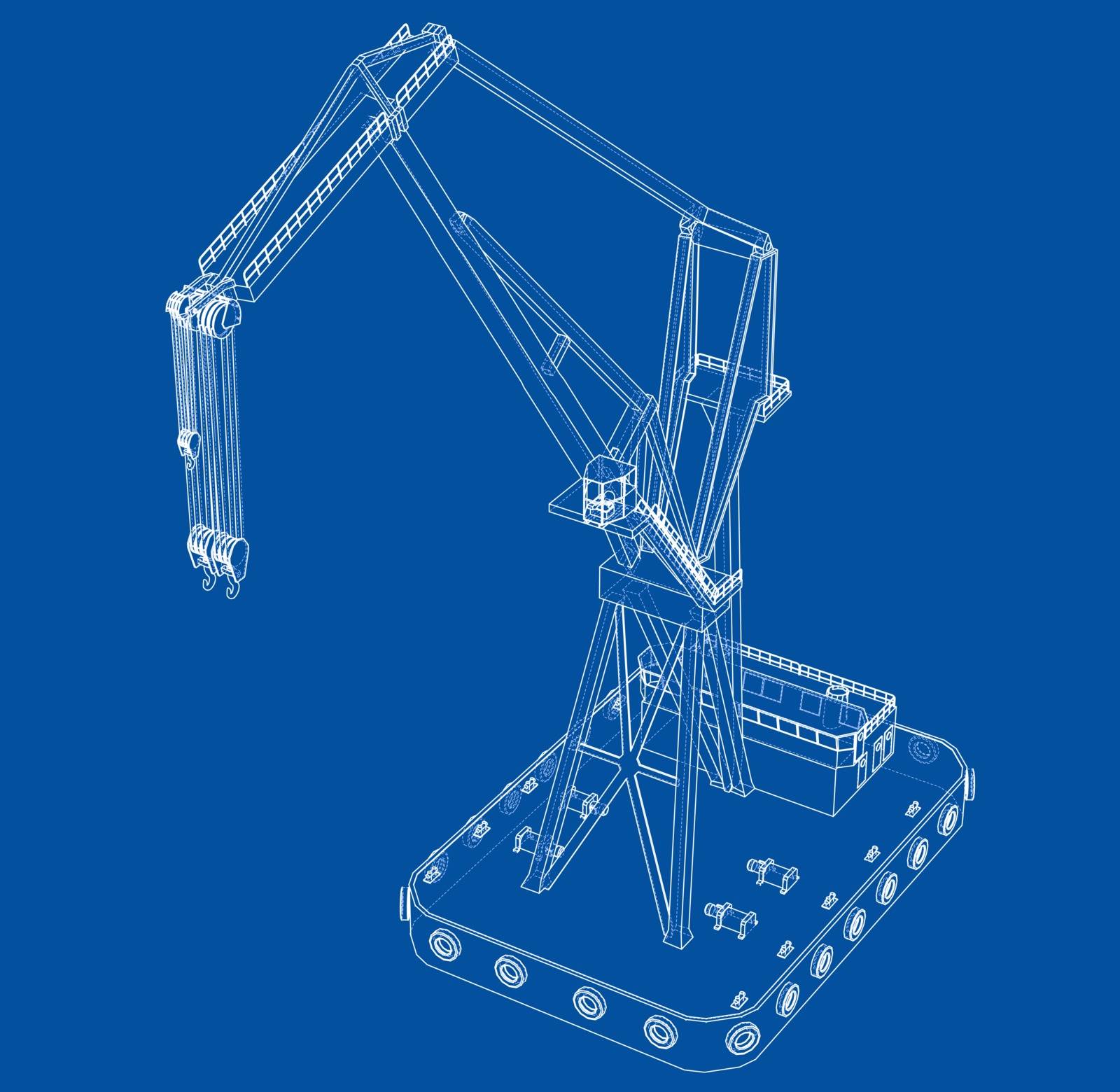 Floating crane. Vector by cherezoff