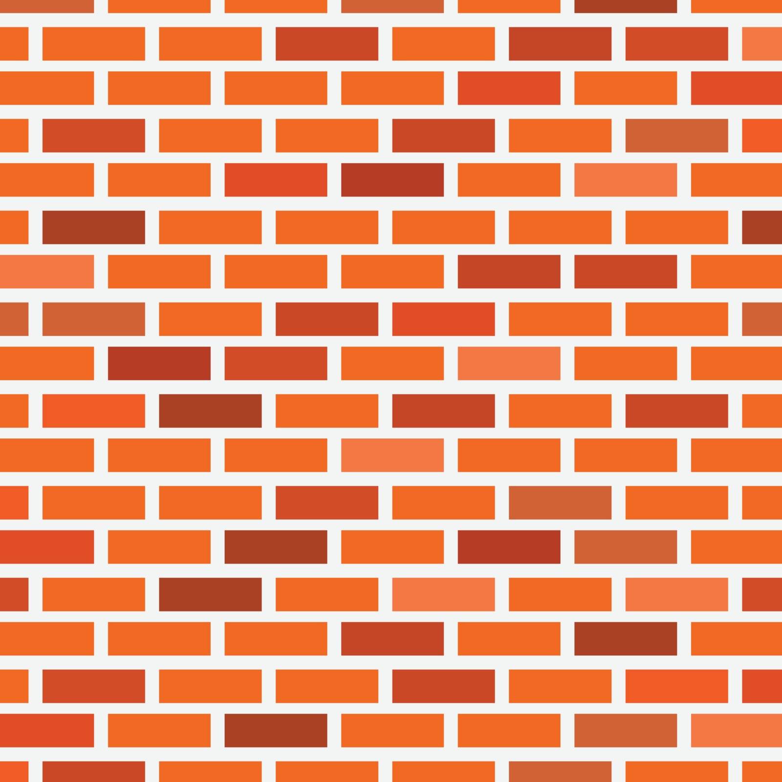 Vector illustration. Brick wall of red brick of different shades