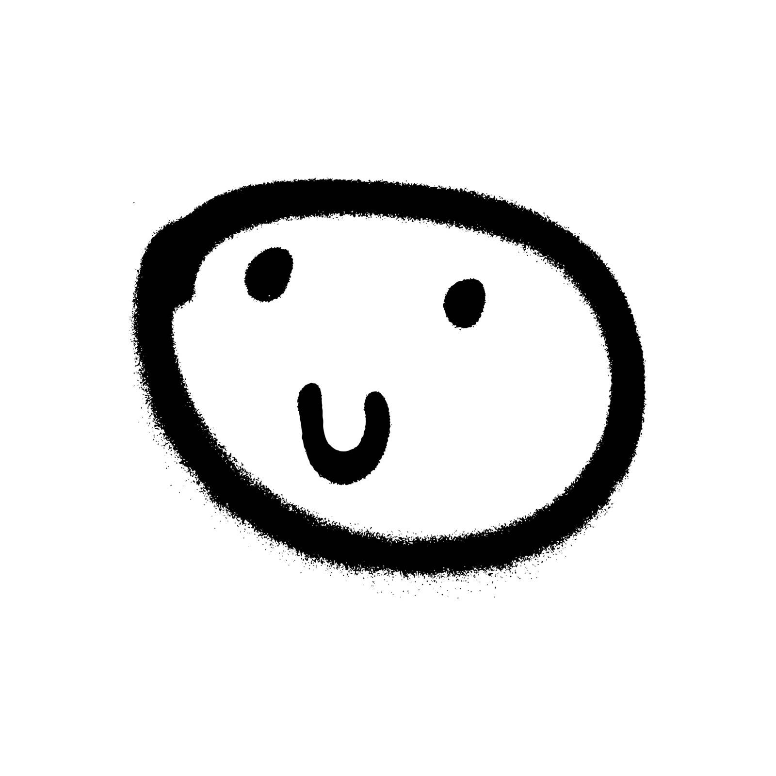 Graffiti grunge emoji with black ond white color