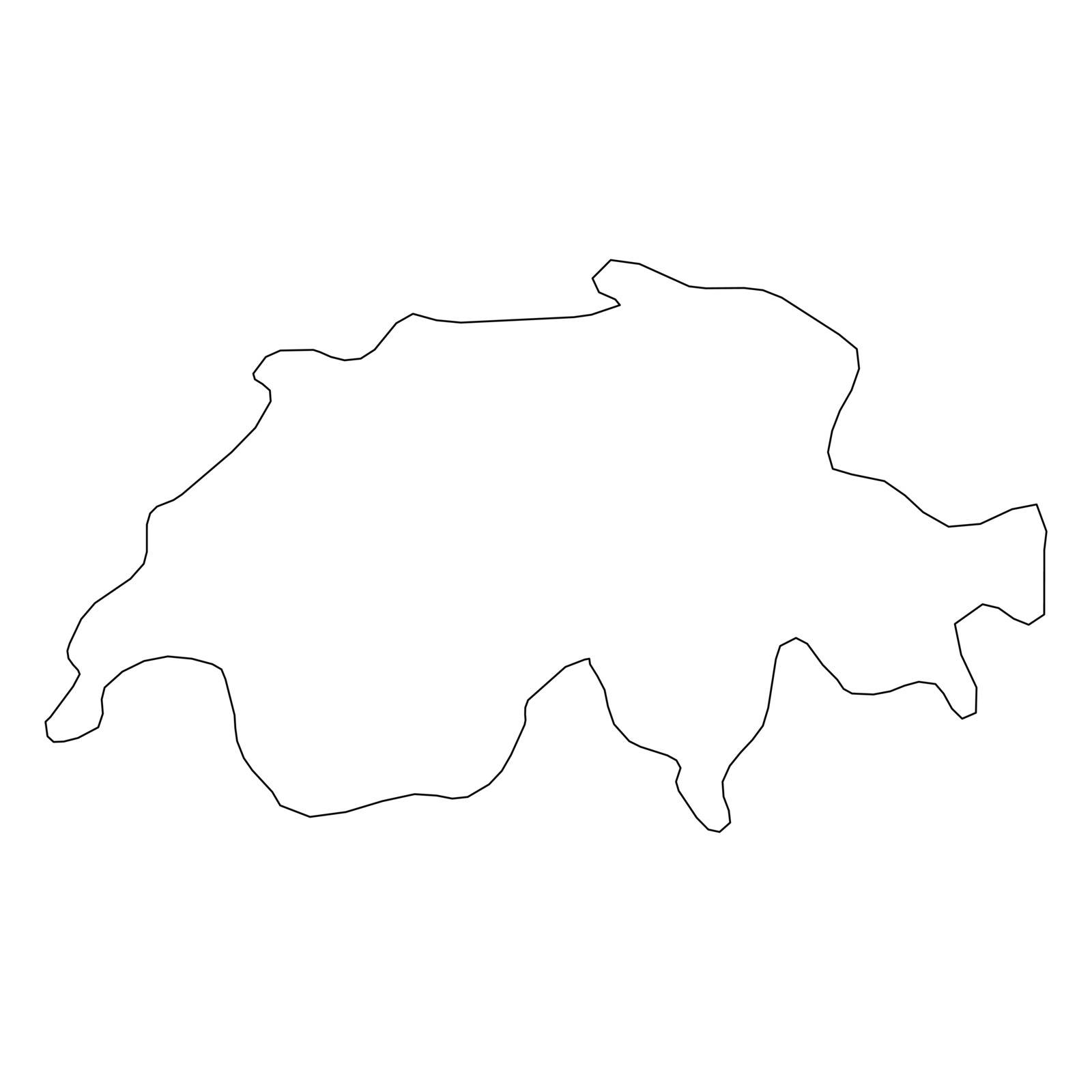 Switzerland - solid black outline border map of country area. Simple flat vector illustration.