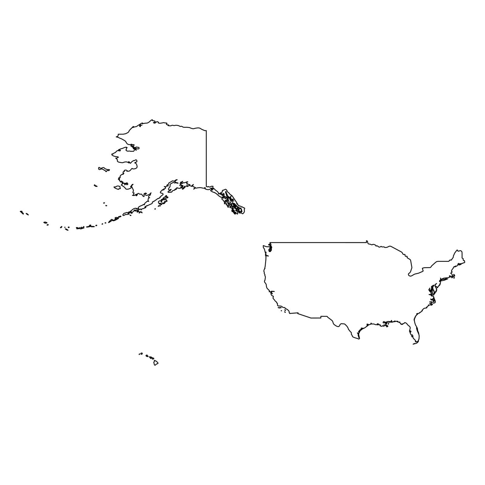 United States of America, USA - solid black outline border map of country area. Simple flat vector illustration.