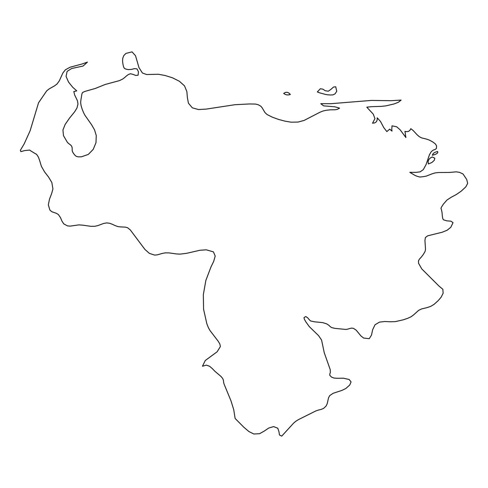 Venezuela - solid black outline border map of country area. Simple flat vector illustration by pyty