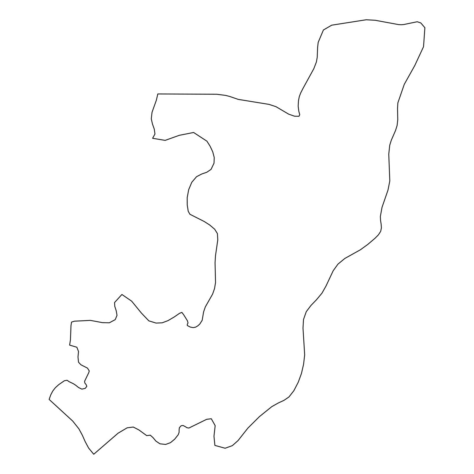 Republic of the Congo, former Zaire - solid black outline border map of country area. Simple flat vector illustration.