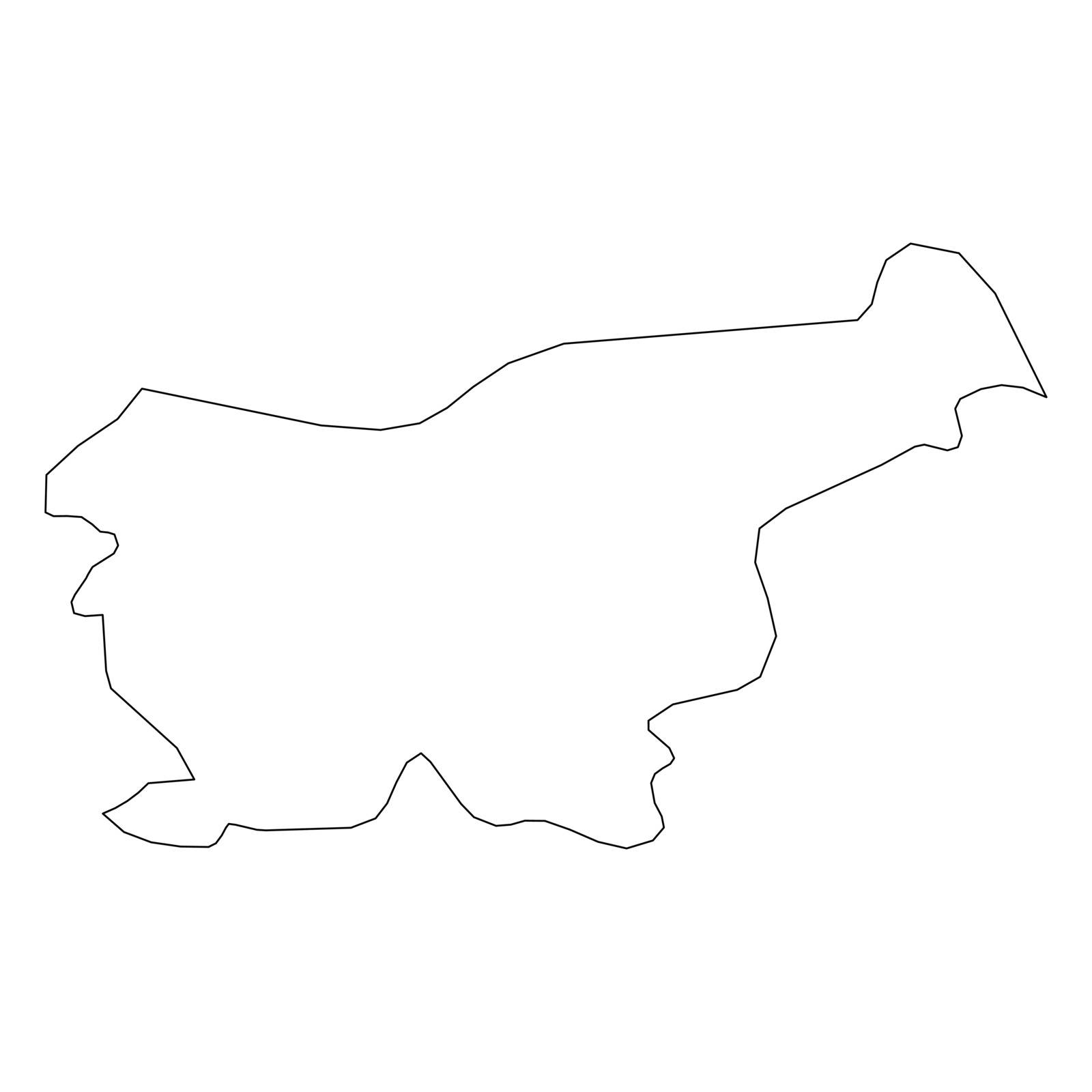 Slovenia - solid black outline border map of country area. Simple flat vector illustration by pyty
