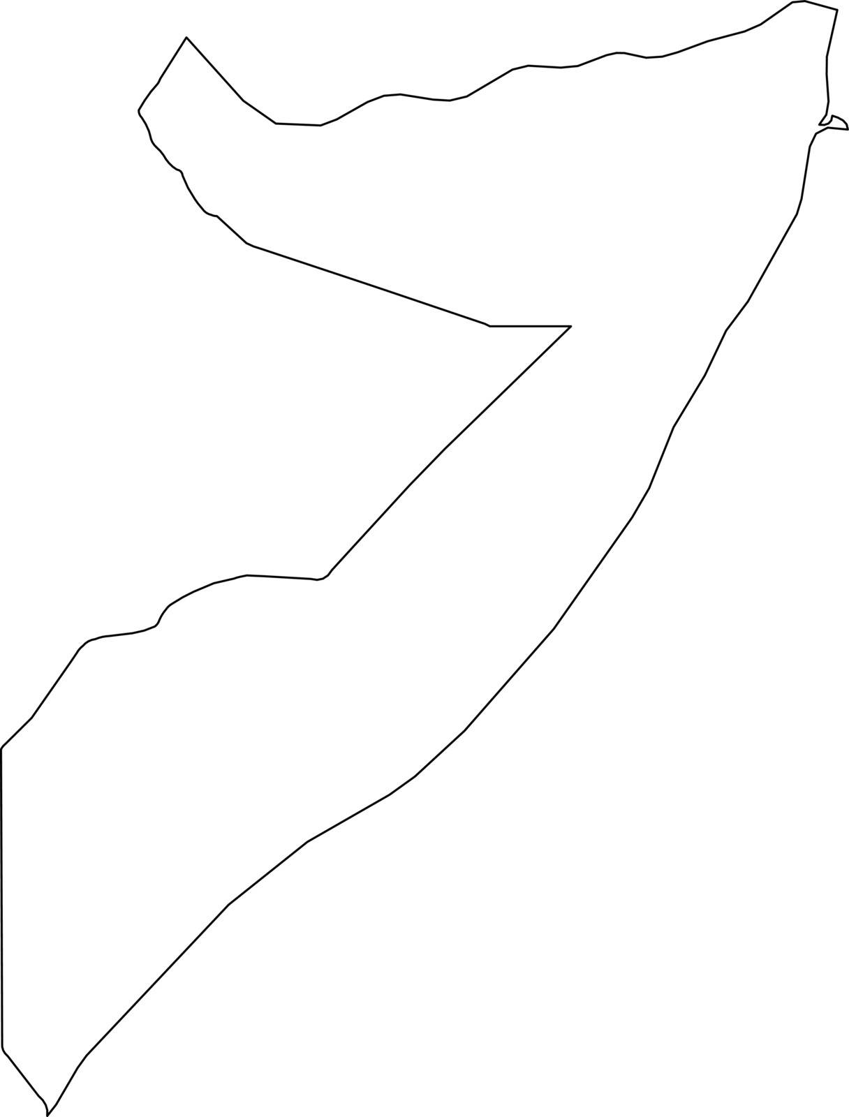 Somalia - solid black outline border map of country area. Simple flat vector illustration by pyty