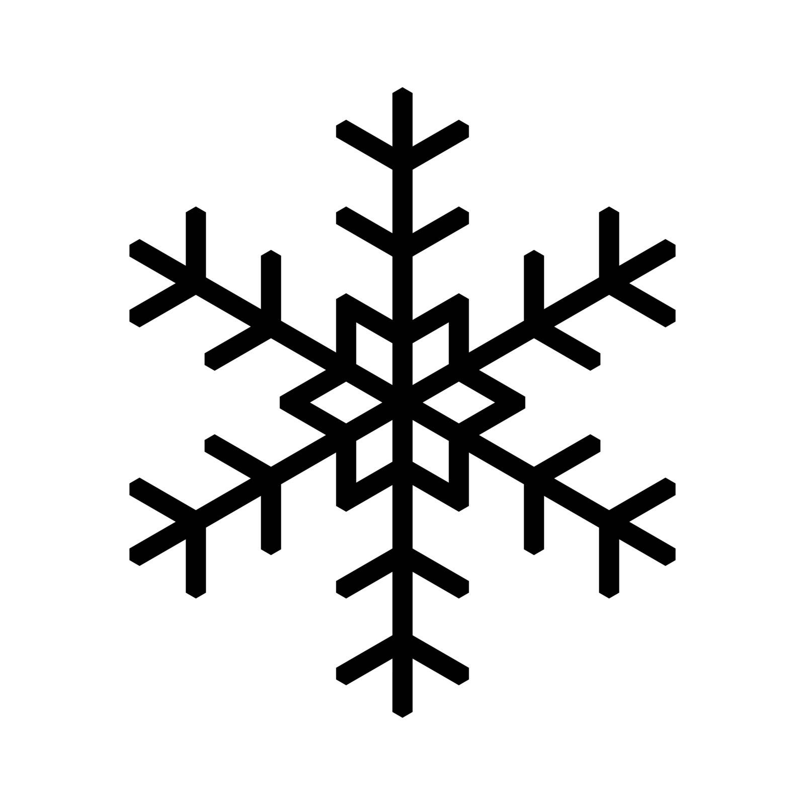 Snowflake icon. Christmas and winter theme. Simple flat black illustration on white background by pyty