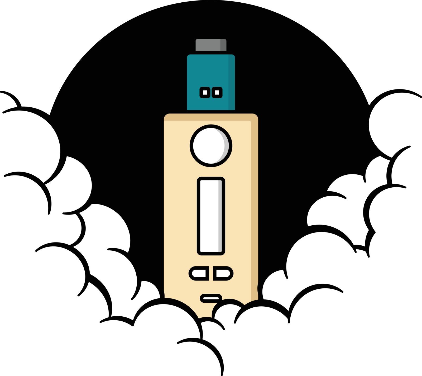 cloudy theme personal vaporizer vape e-cigarette vector art