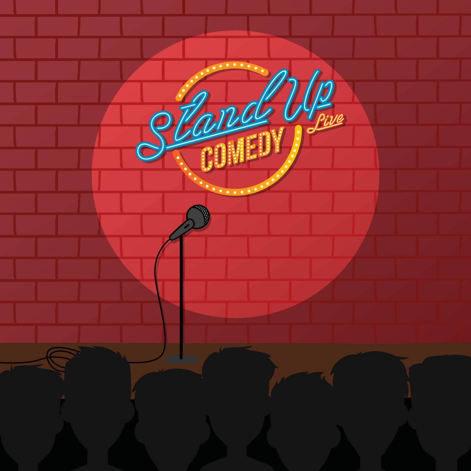 stand up comedy open mic vector art illustration