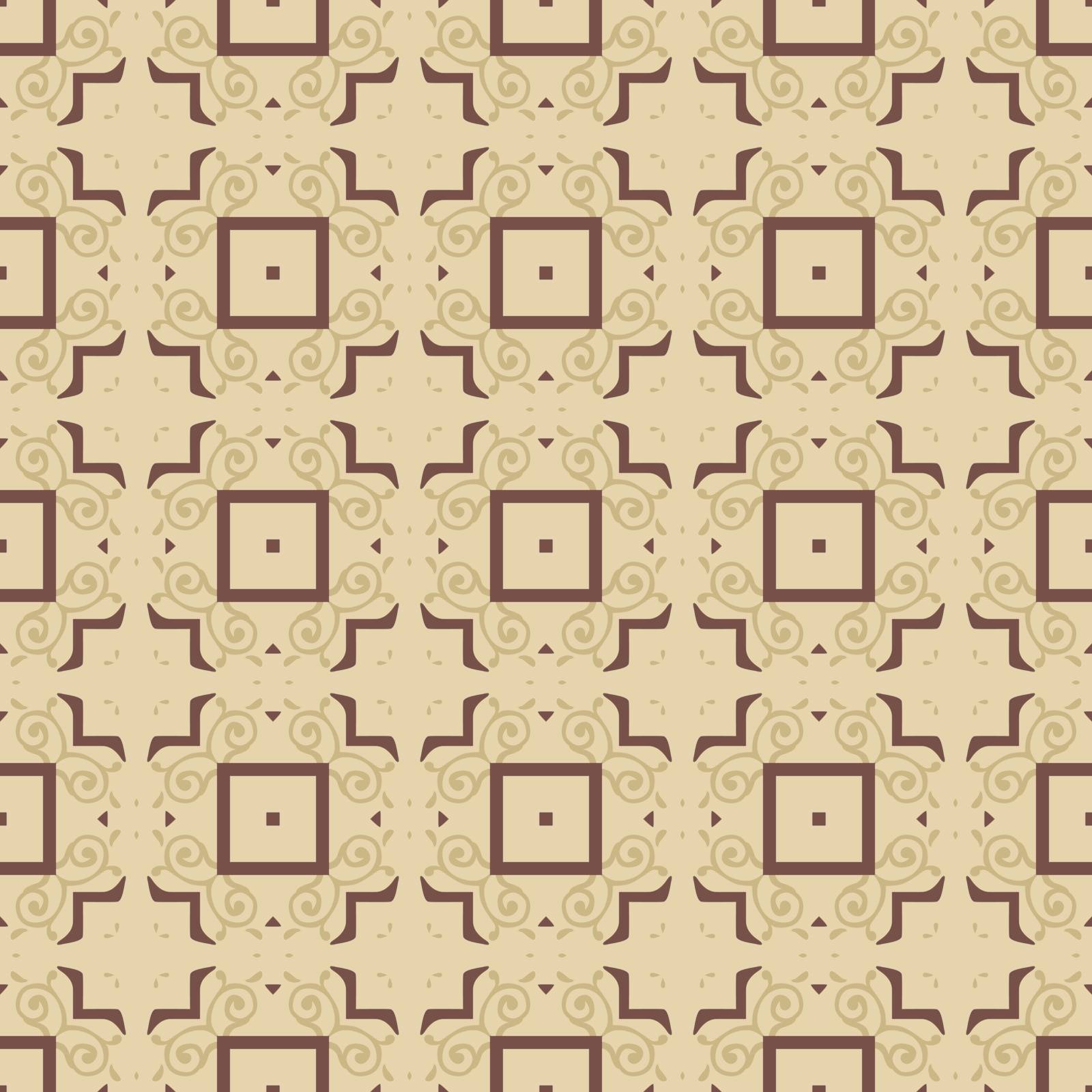 Seamless illustrated pattern made of abstract elements in beige and brown