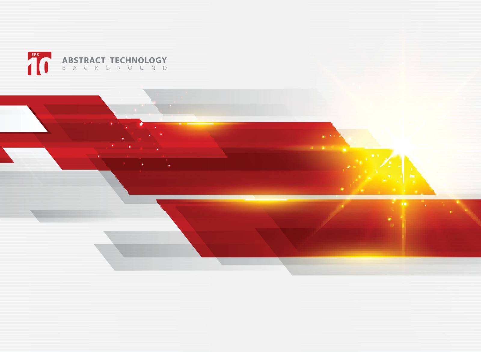 Abstract technology geometric red color shiny motion background with lighting effect. Template with header and footer for brochure, print, ad, magazine, poster, website, magazine, leaflet, annual report. Vector corporate design