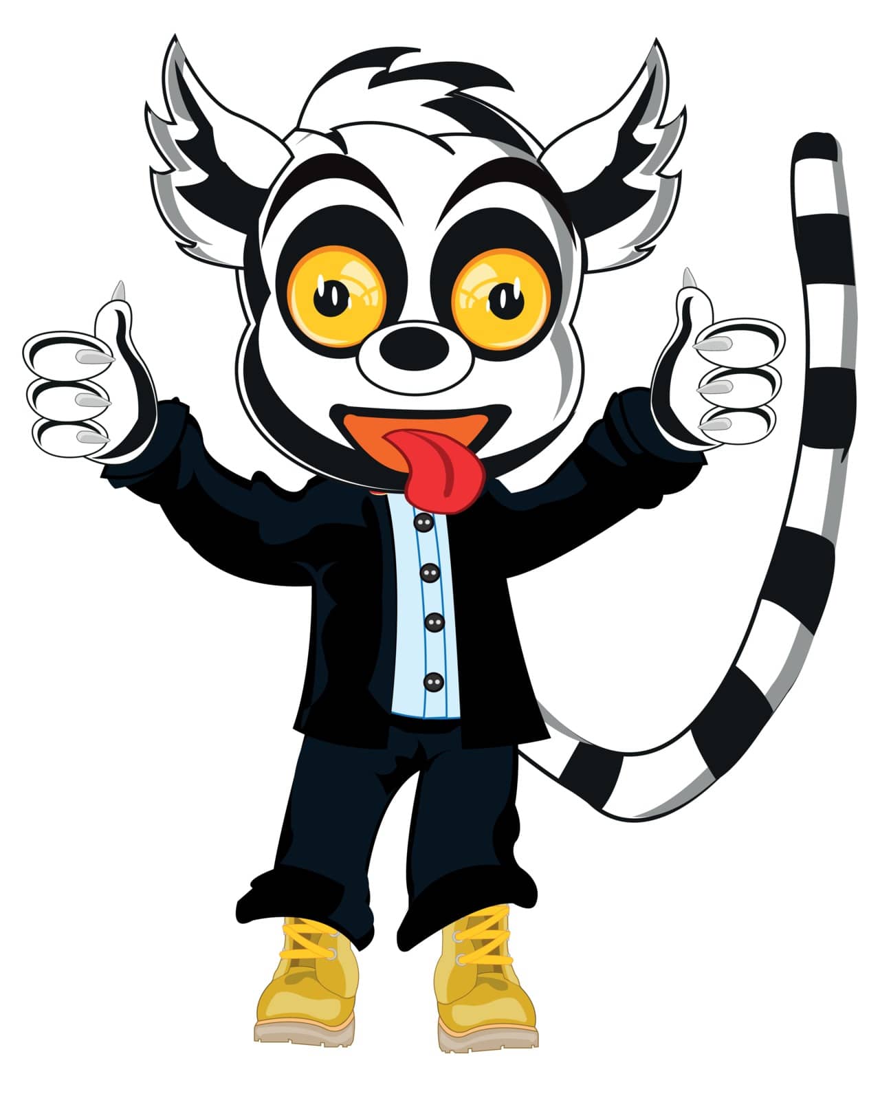 Vector illustration animal lemur in fashionable suit and shoe on white background