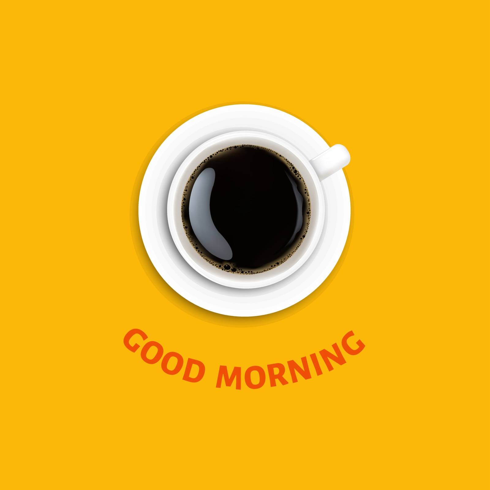 Good Morning Poster With Cup Coffee With Gradient Mesh, Vector Illustration