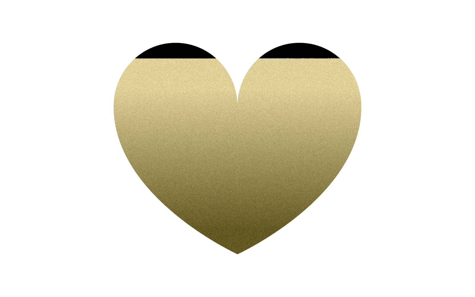 An illustration of a golden heart with a glitter texture