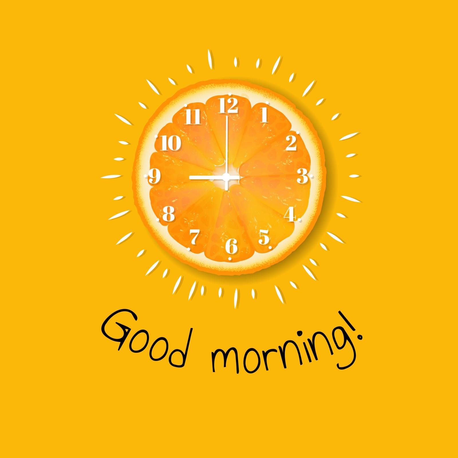 Good Morning Banner Orange With Gradient Mesh, Vector Illustration