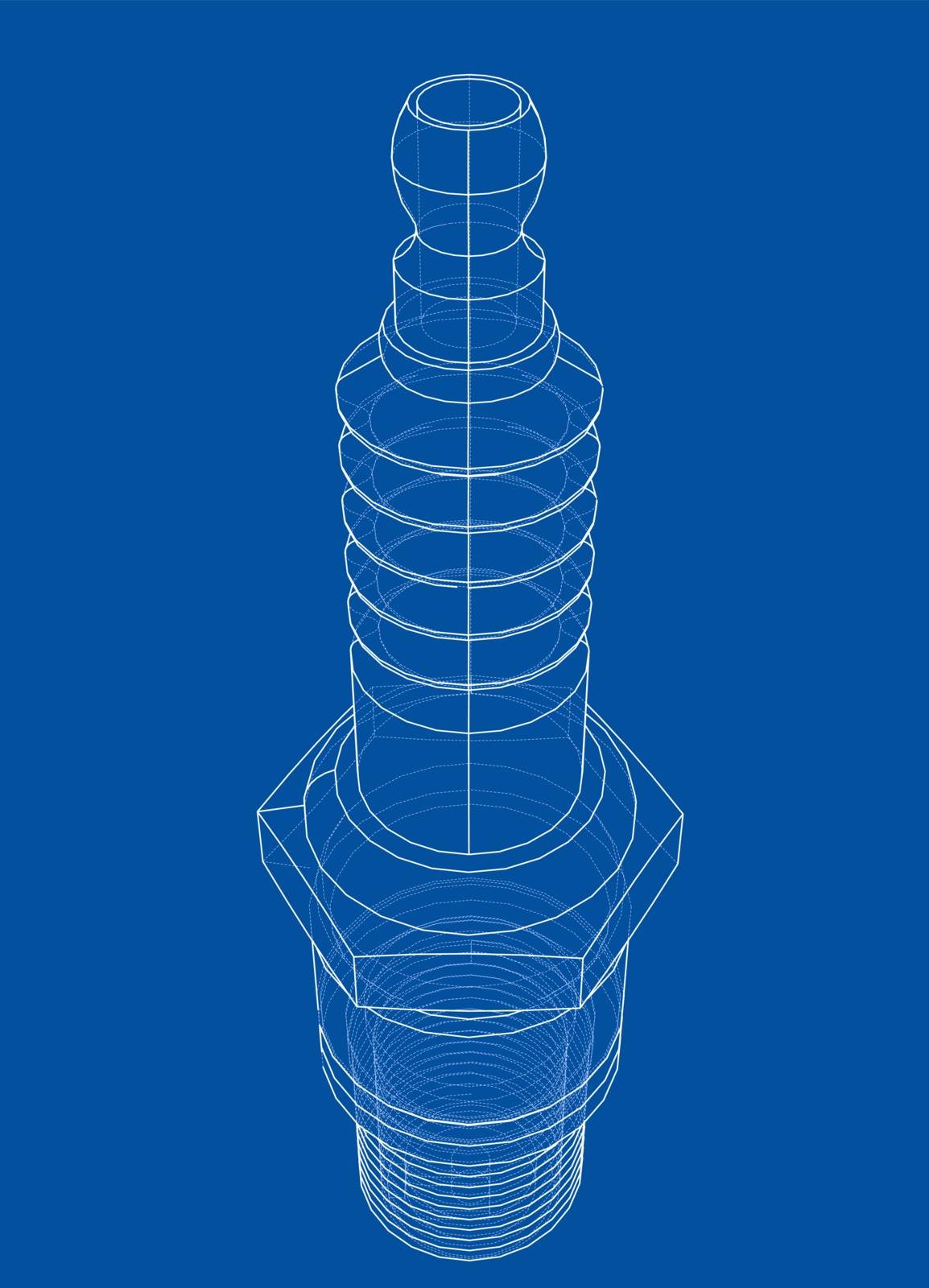 Vector spark plug concept. Vector rendering of 3d. Wire-frame style. The layers of visible and invisible lines are separated