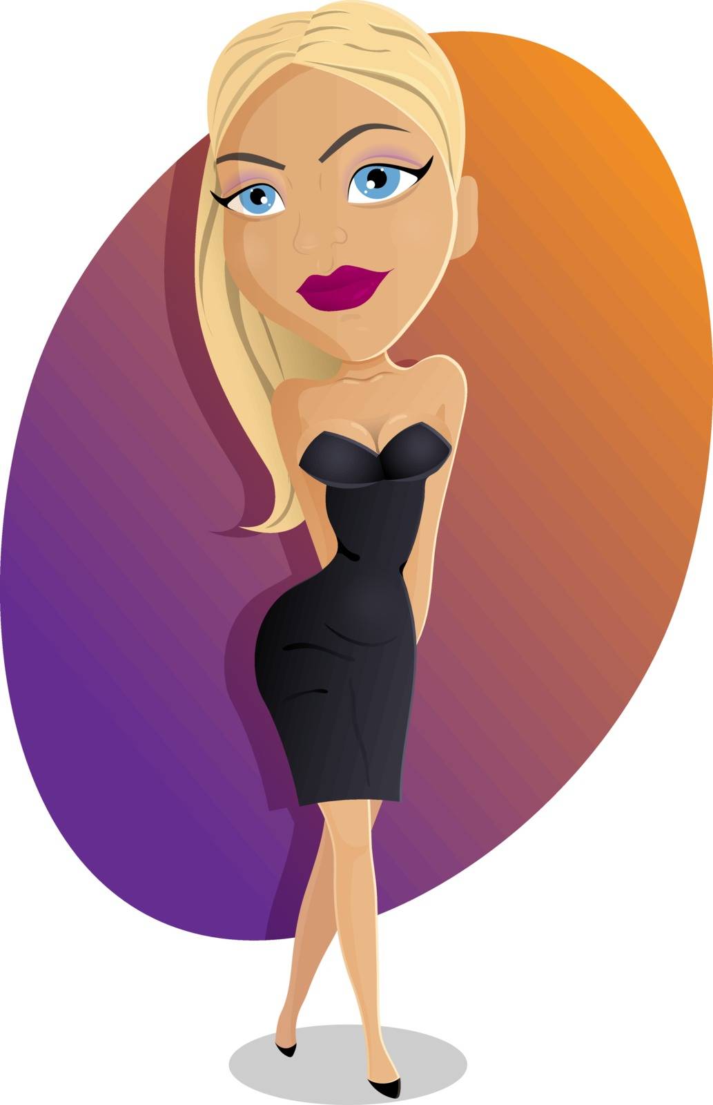 Vector illustration of a young sexy cartoon blonde woman