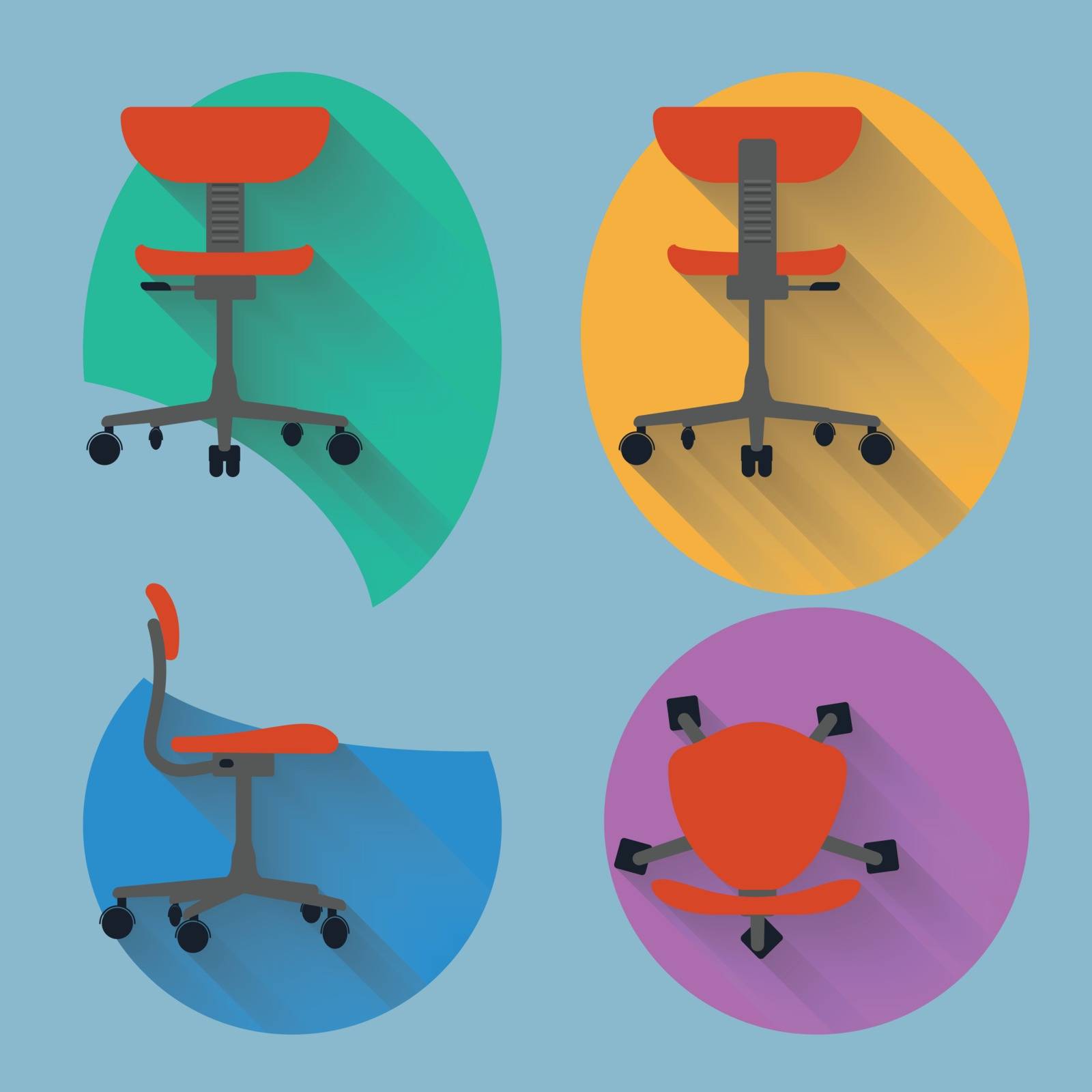 Four direction chair with flat design by narinbg