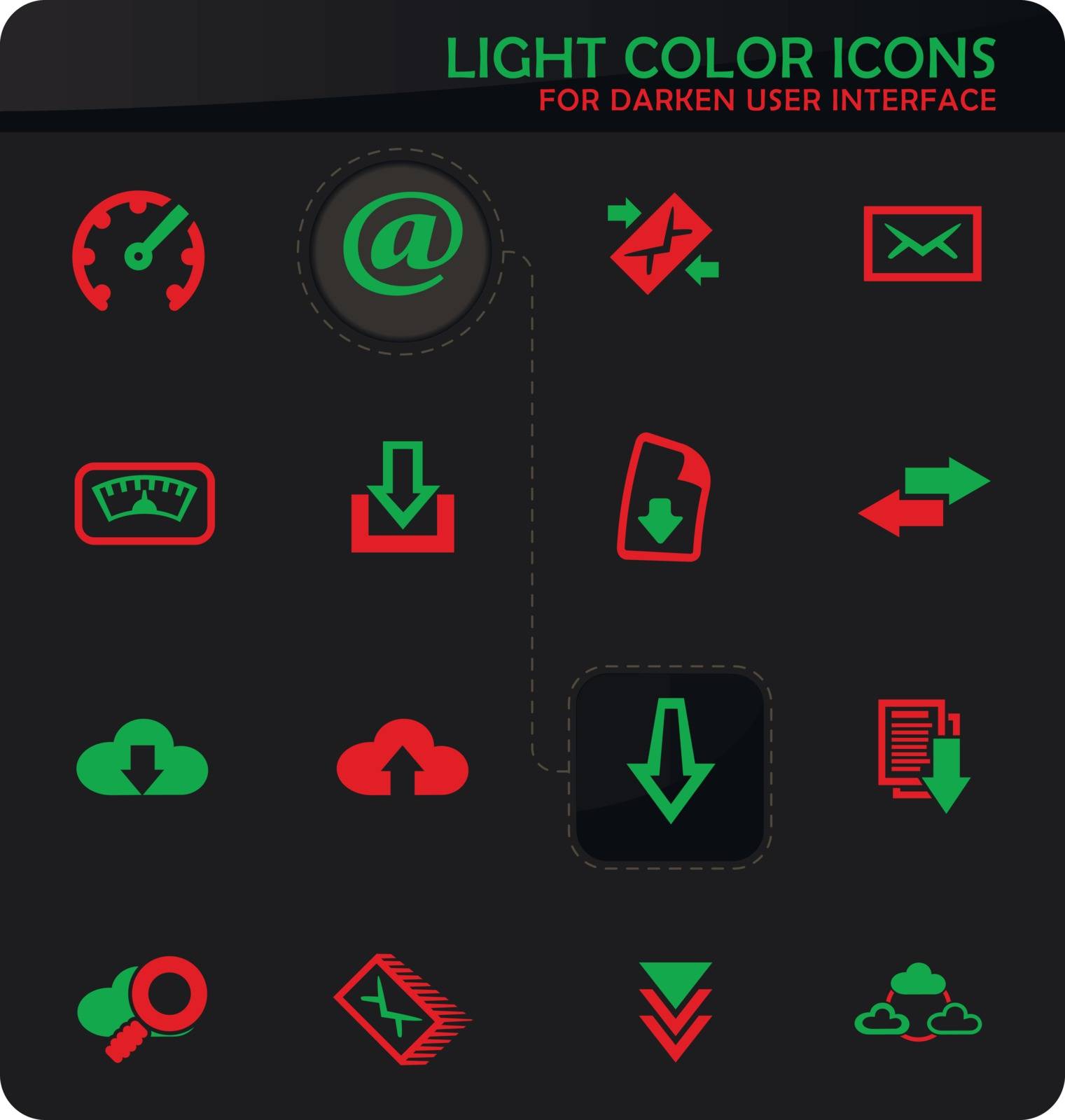 Download easy color vector icons on darken background for user interface design