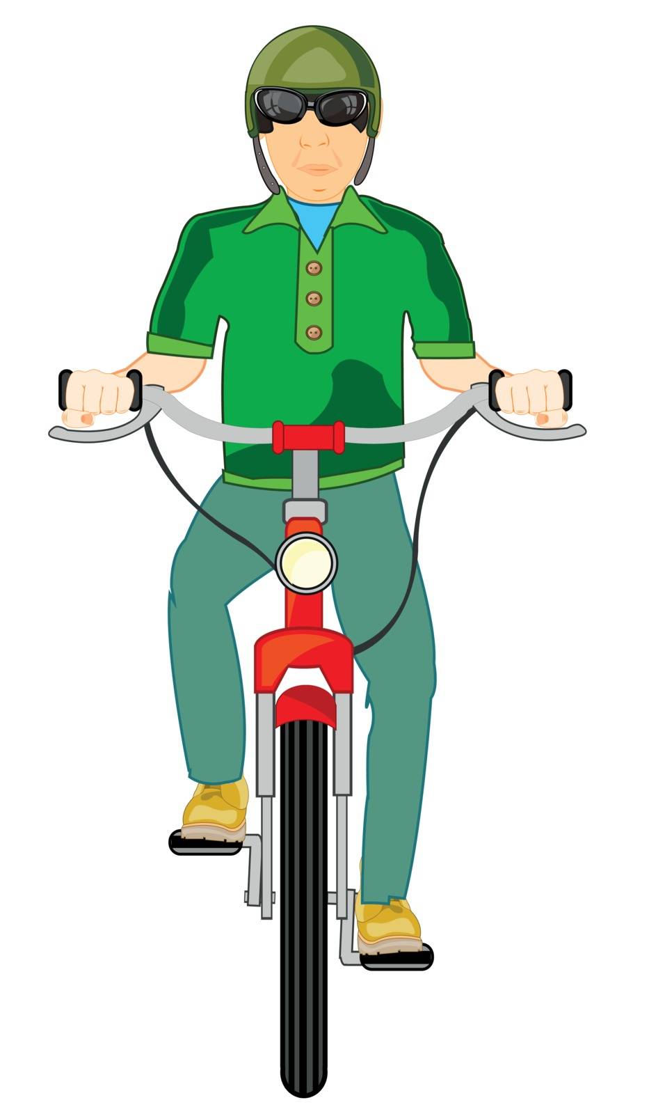 Vector illustration men on transport bicycle.Vector illustration