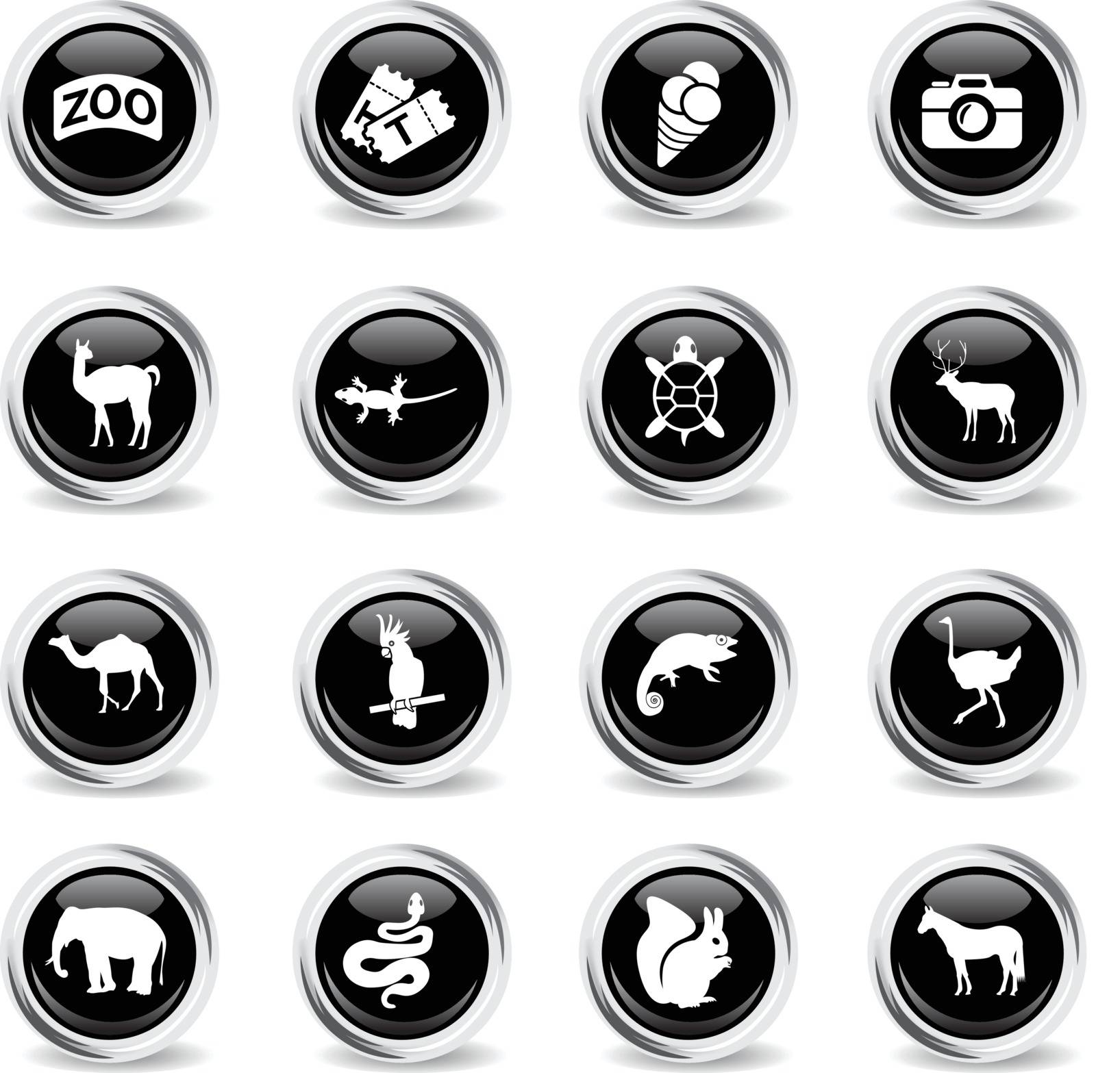 zoo web icons - black round chrome buttons