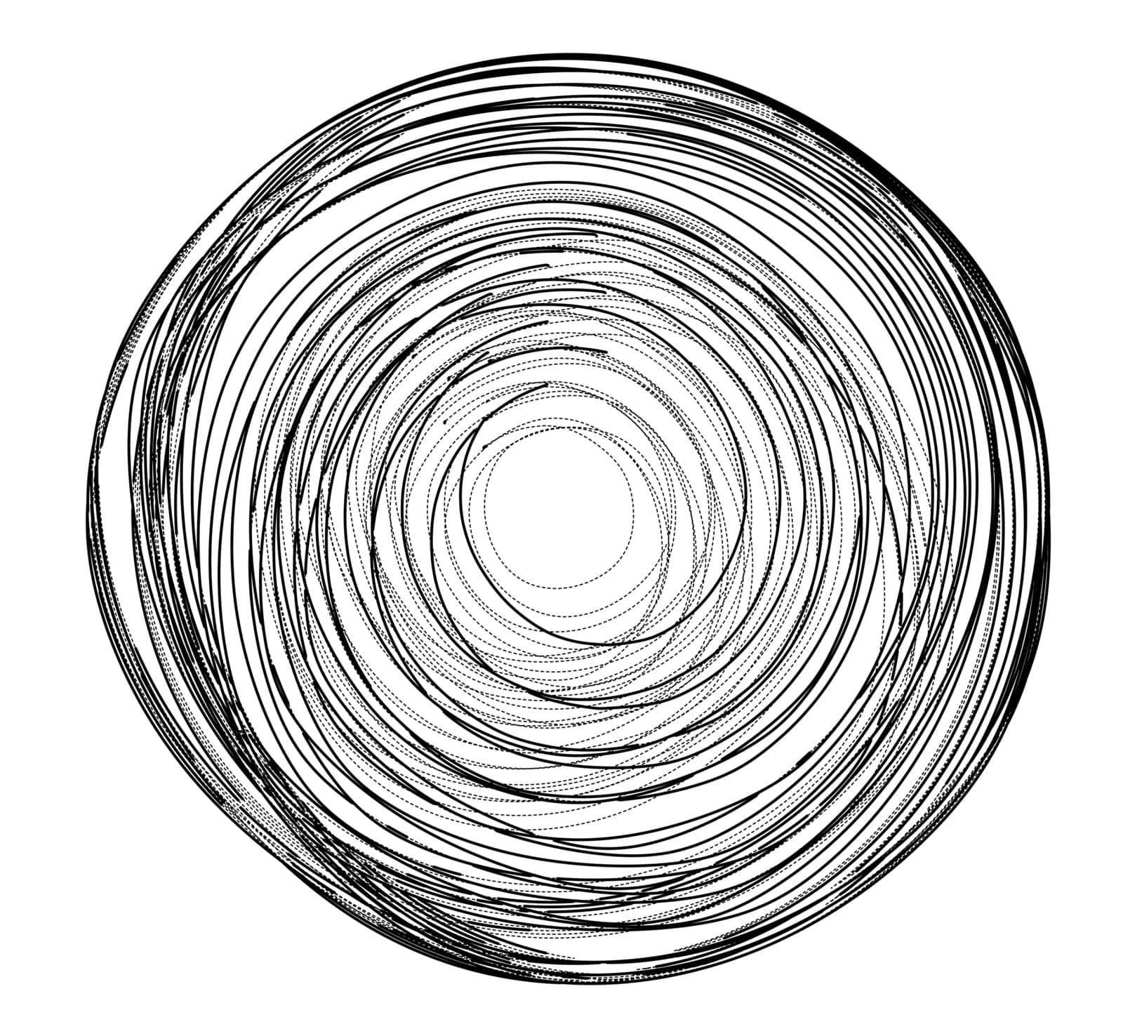 Sphere of spirals outline. Vector rendering of 3d. Wire-frame style. The layers of visible and invisible lines are separated