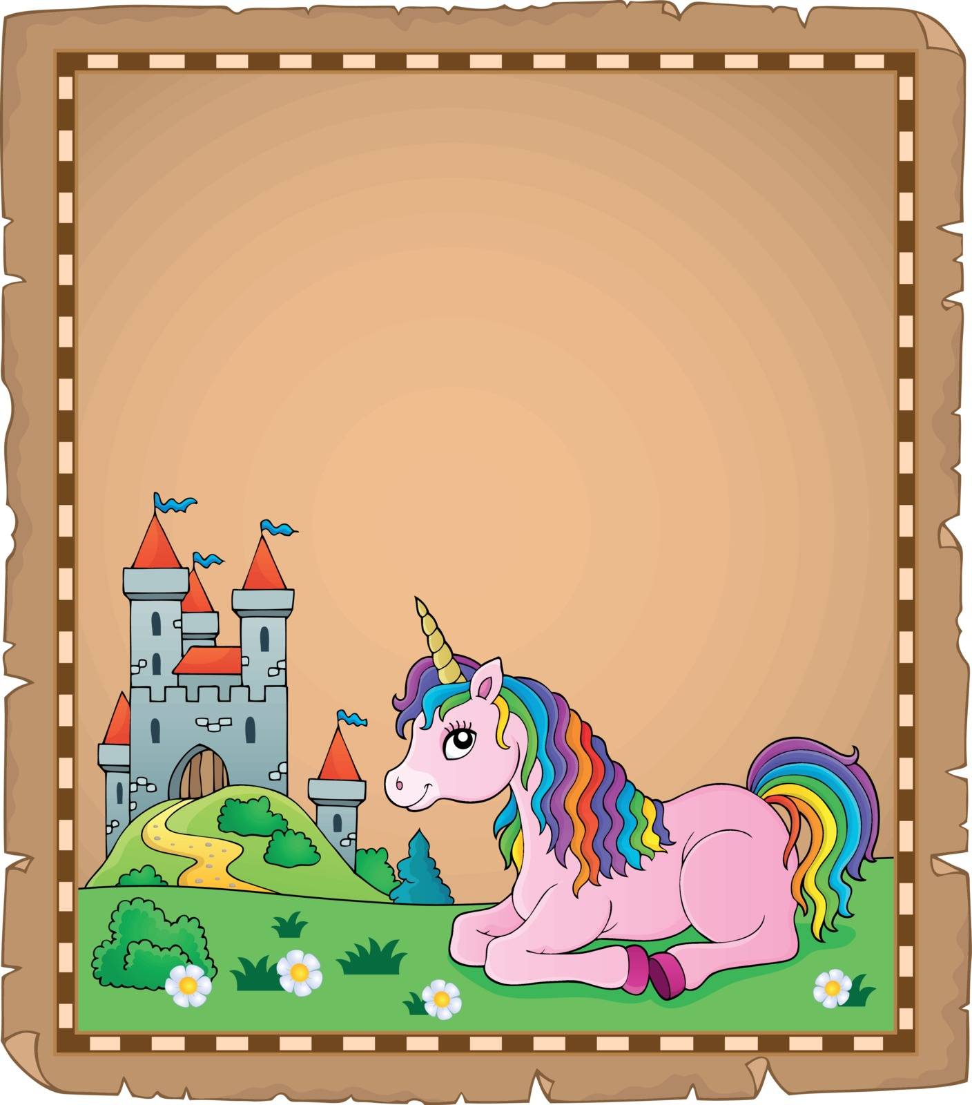Parchment with lying unicorn theme 4 by clairev