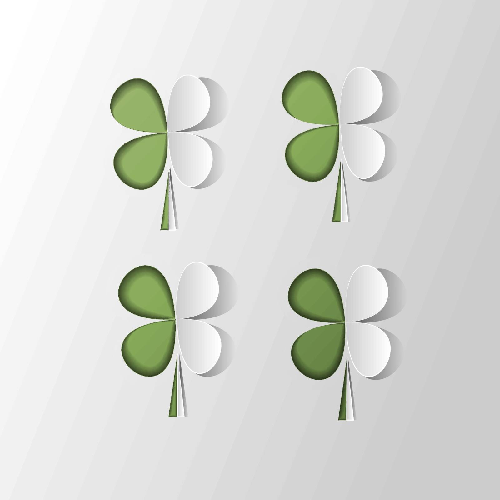 St Patrick s Day Vector background with Clover. Lucky spring symbol. Trendy paper cut style. Cut-out from paper Shamrock shape by Musjaka