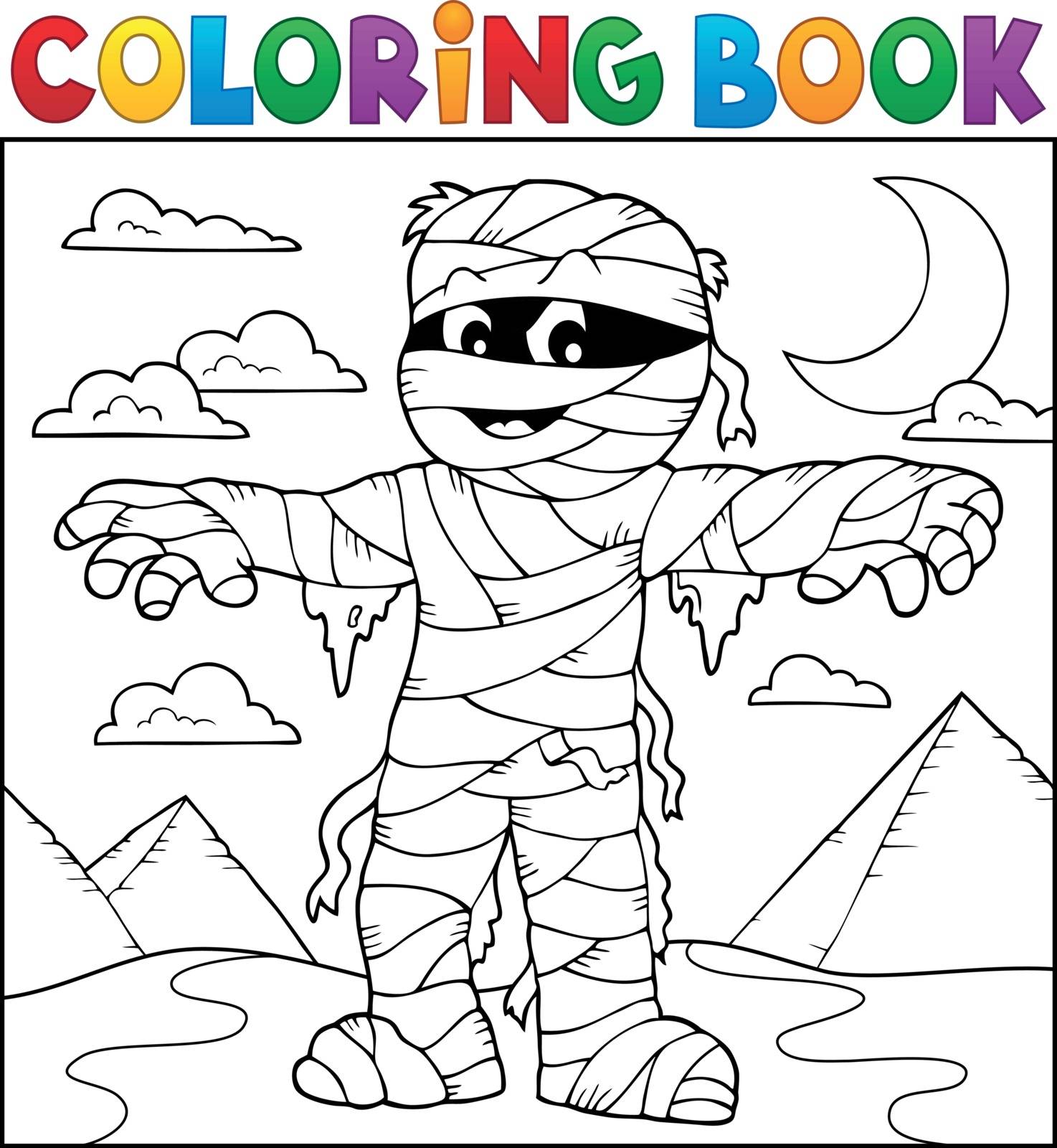 Coloring book mummy theme 2 - eps10 vector illustration.