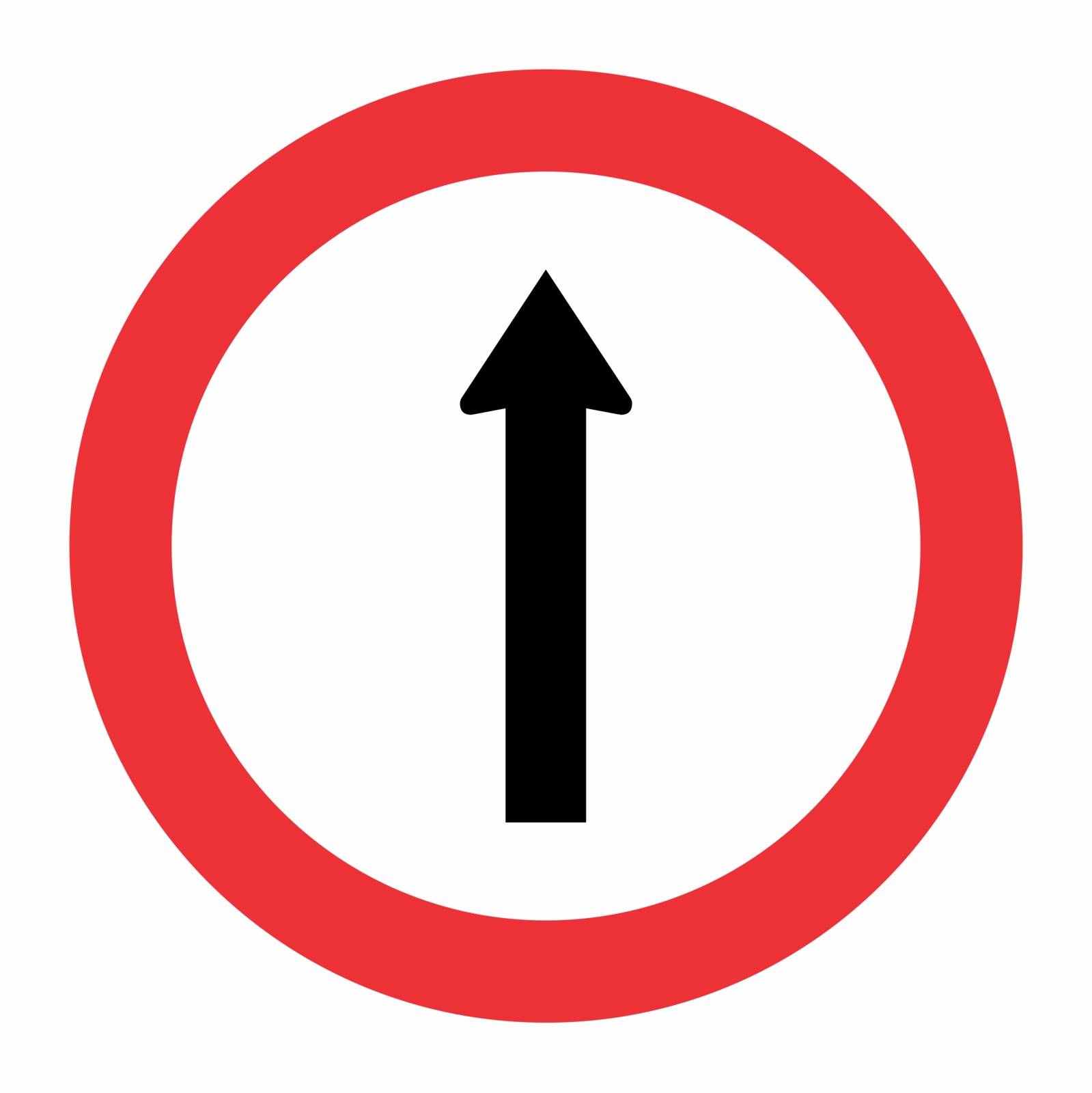 Straight traffic sign symbol on white background