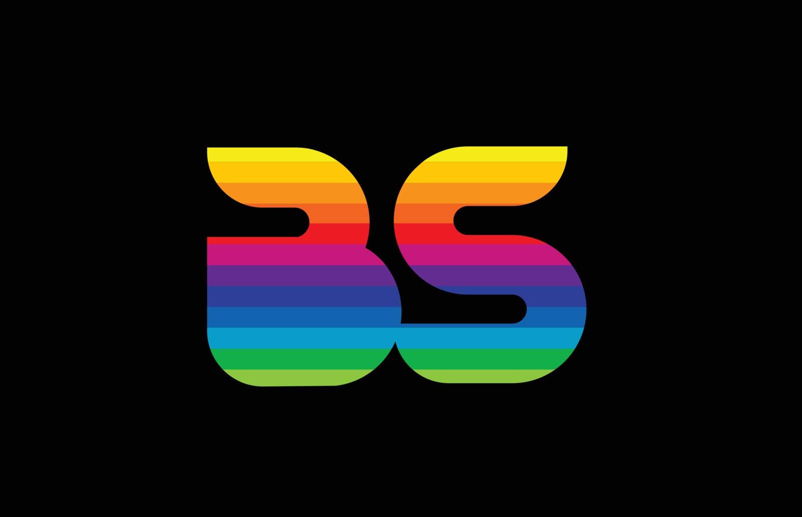 rainbow color colored colorful alphabet letter bs b s logo combination design suitable for a company or business