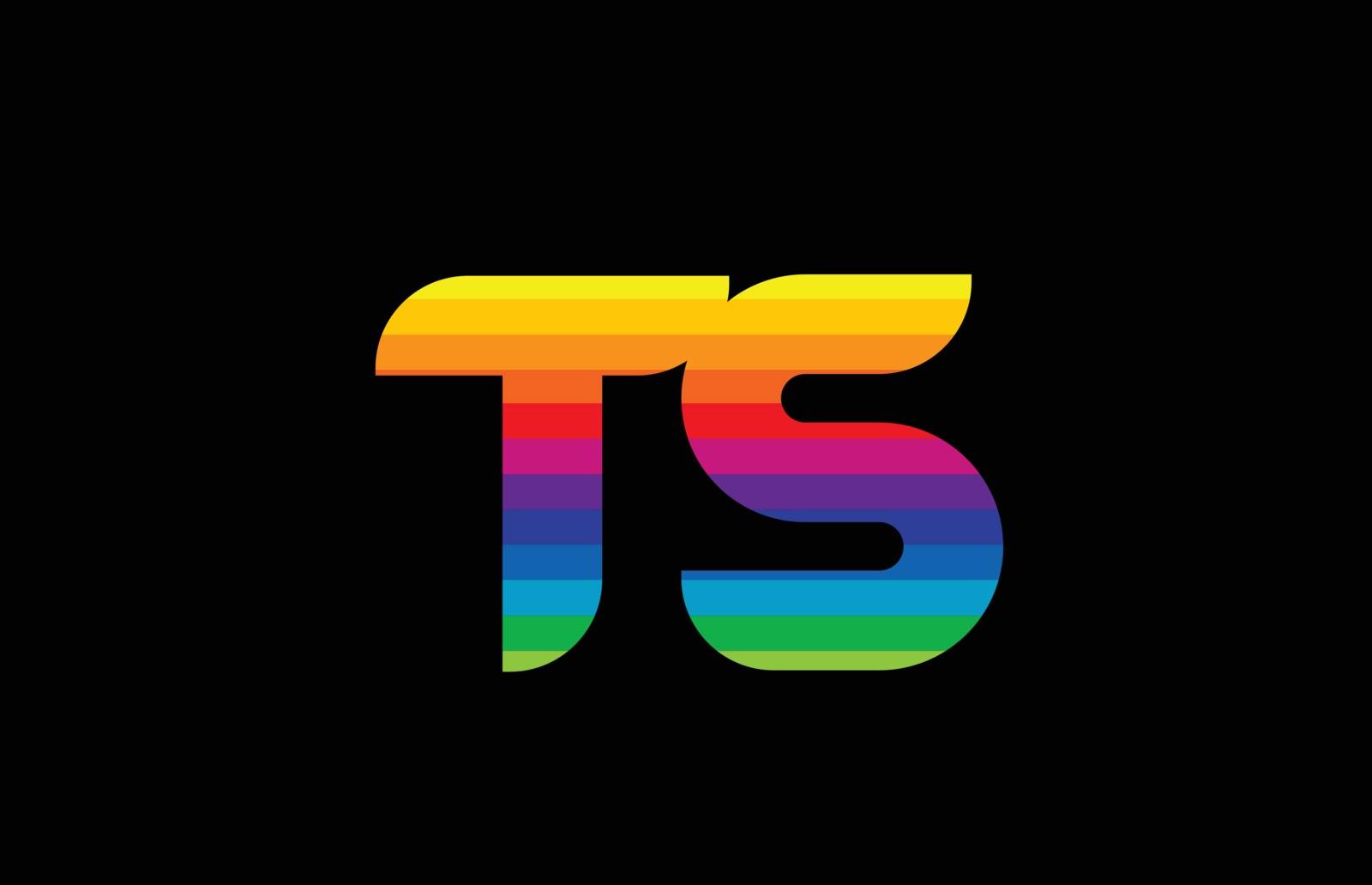 rainbow color colored colorful alphabet letter ts t s logo combi by dragomirescu