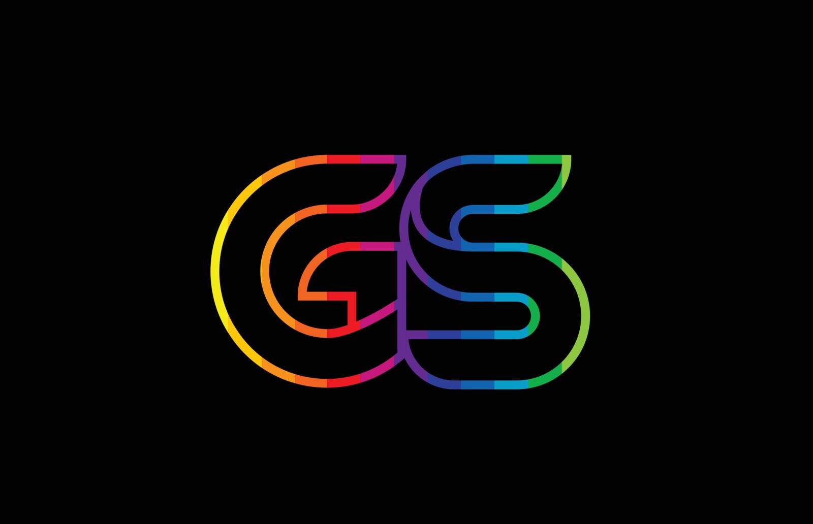 rainbow color colored colorful alphabet letter gs g s logo combination design suitable for a company or business