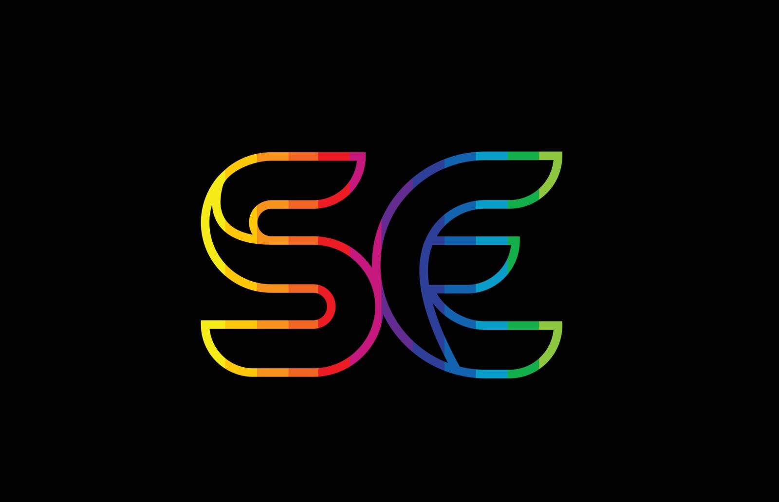 rainbow color colored colorful alphabet letter se s e logo combination design suitable for a company or business